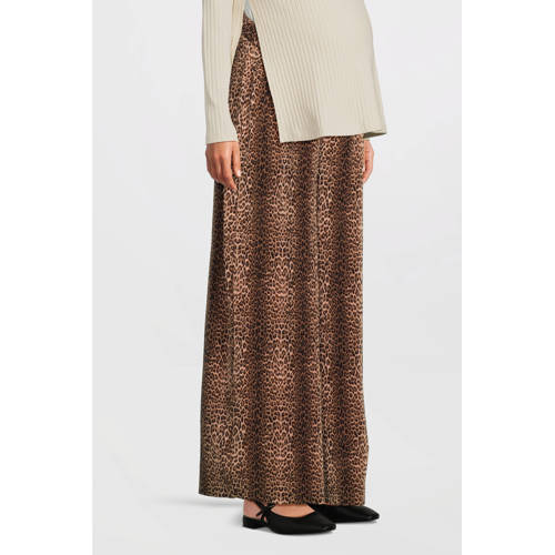 MAMALICIOUS wide leg regular waist zwangerschaps casual broek bruin afbeelding