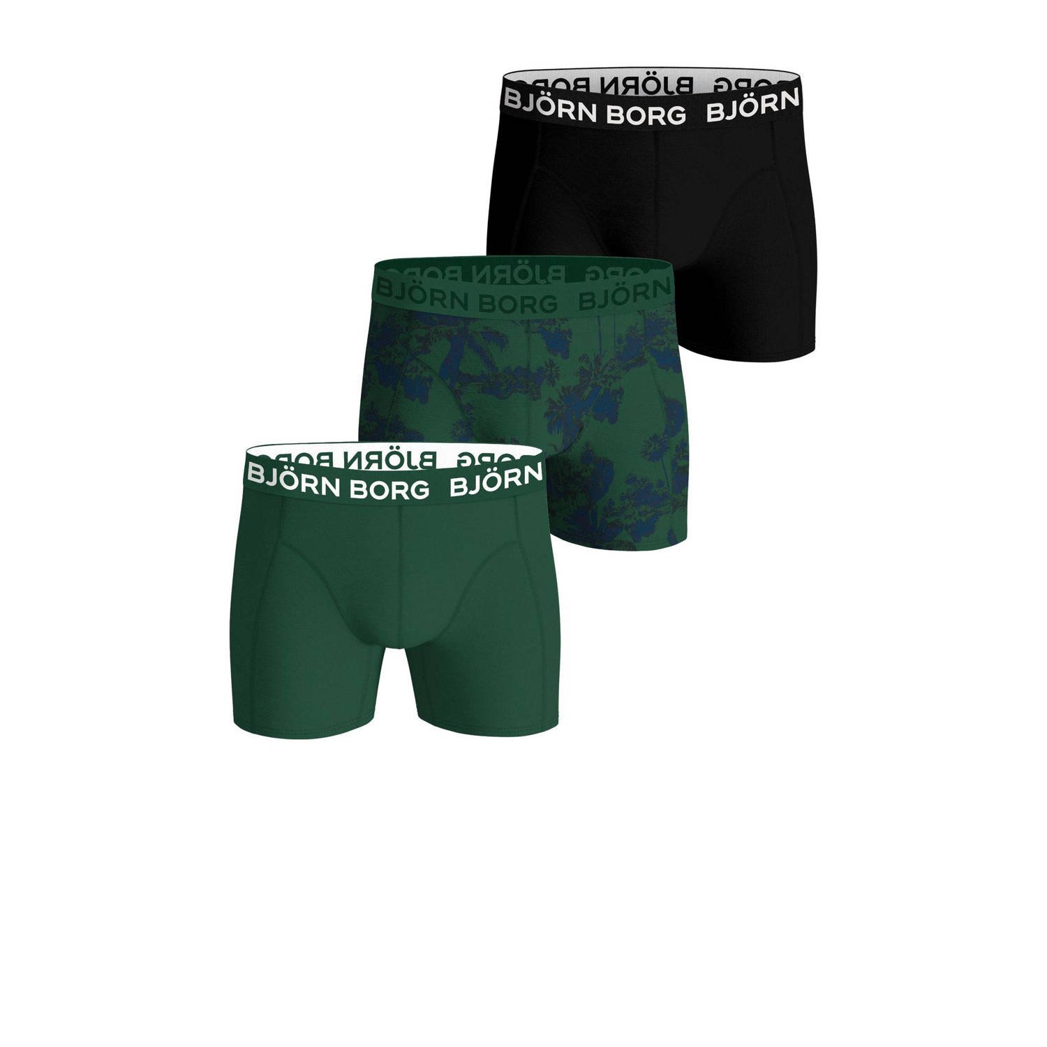 Björn Borg boxershort set van 3 donkergroen zwart