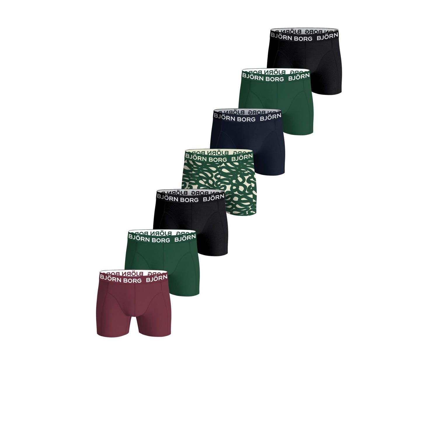 Björn Borg boxershort set van 7 groen zwart rood