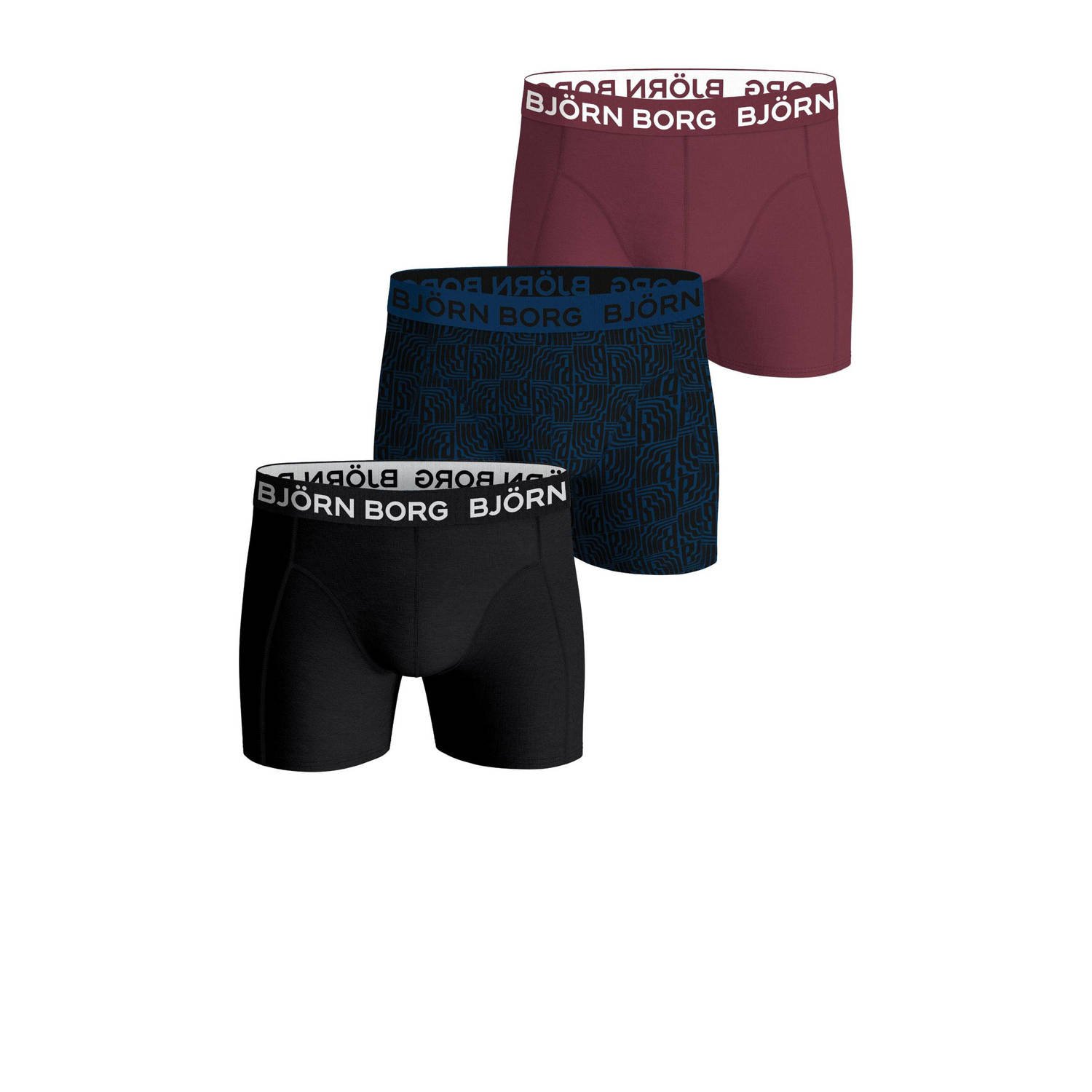 Björn Borg boxershort set van 3 zwart donkerblauw rood