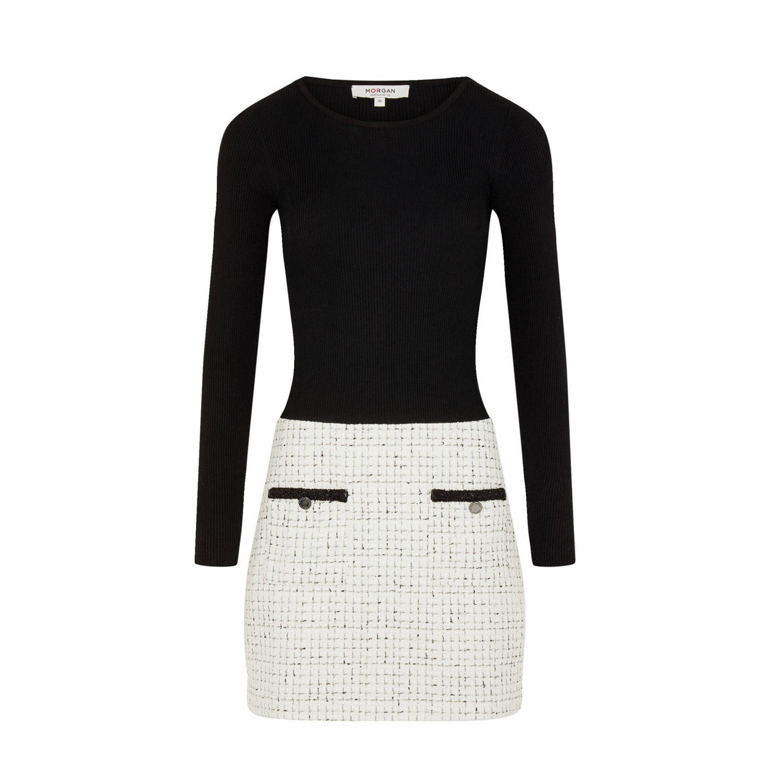 Morgan mini jurk met lurex ecru