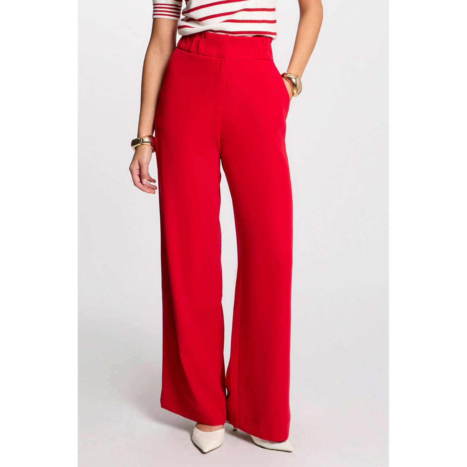 Morgan wide leg high waist pantalon rood