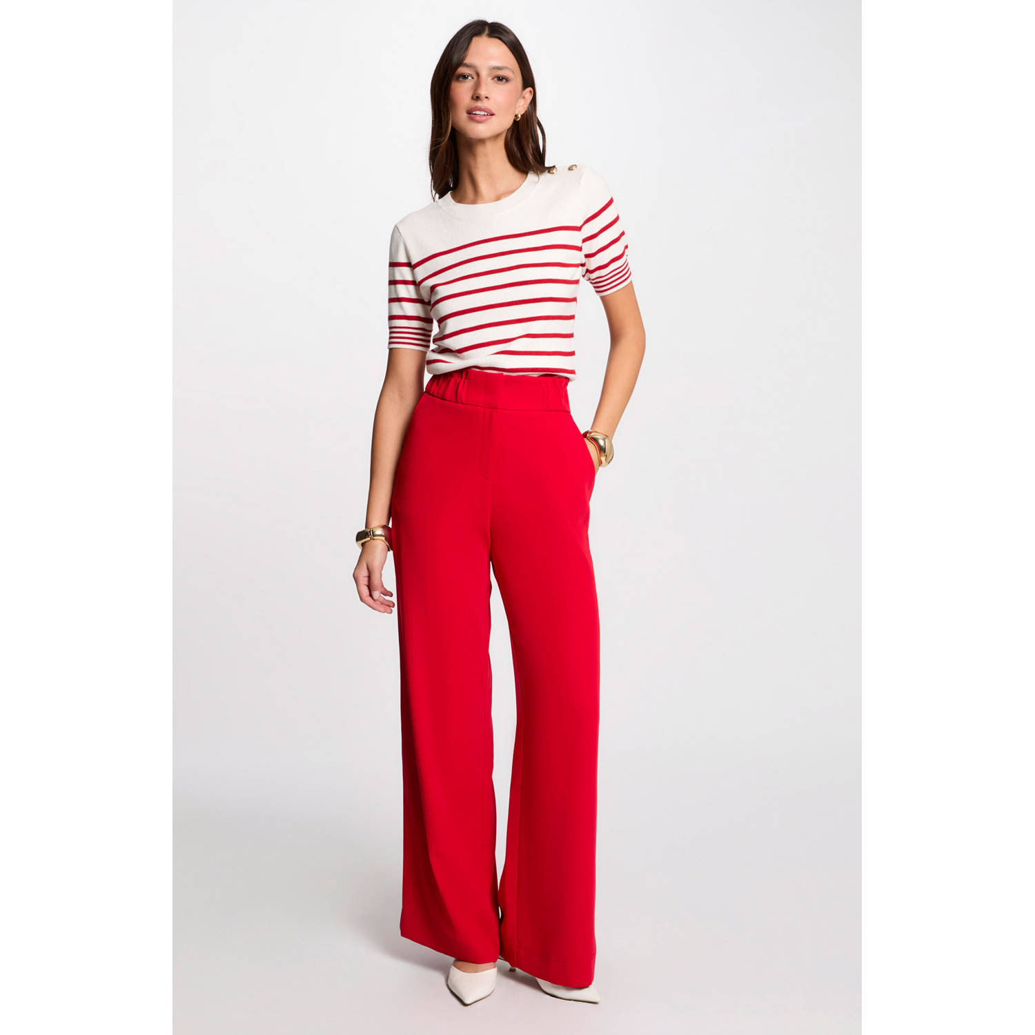 Morgan wide leg high waist pantalon rood