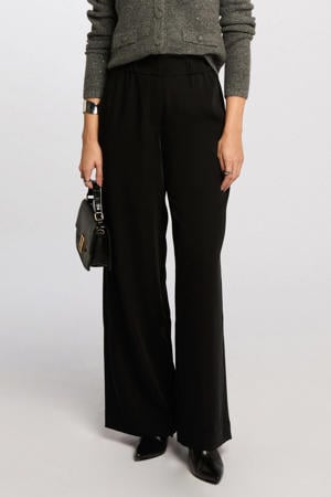 wide leg high waist pantalon zwart