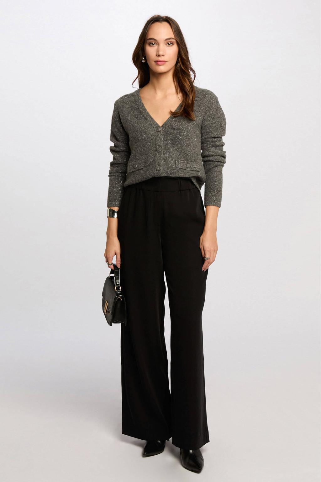 Zwarte dames Morgan wide leg high waist pantalon met effen