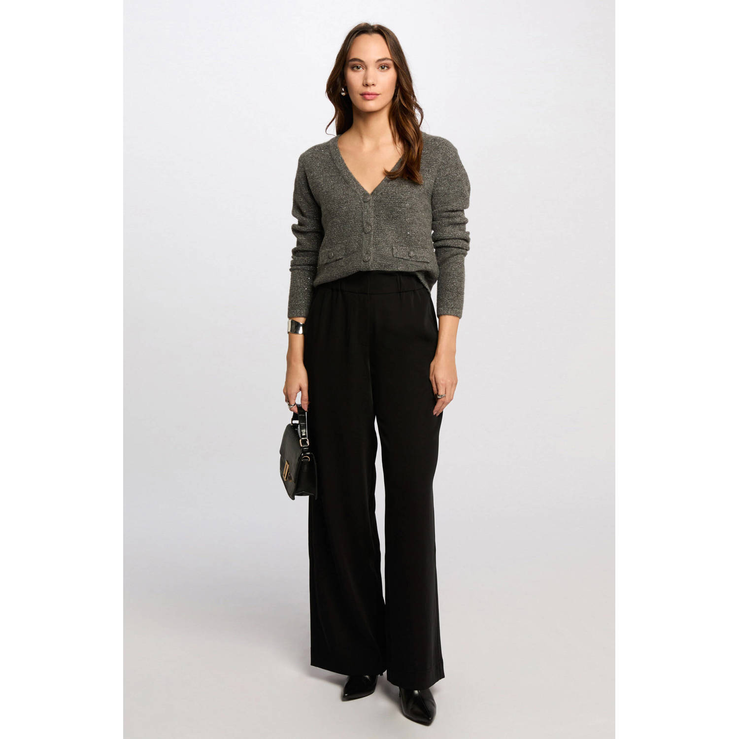 Morgan wide leg high waist pantalon zwart