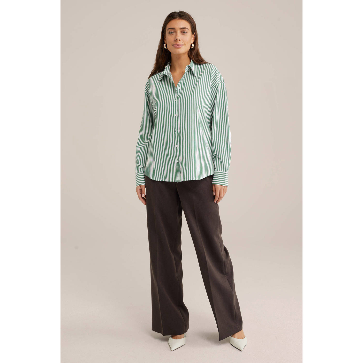 WE Fashion gestreepte blouse groen