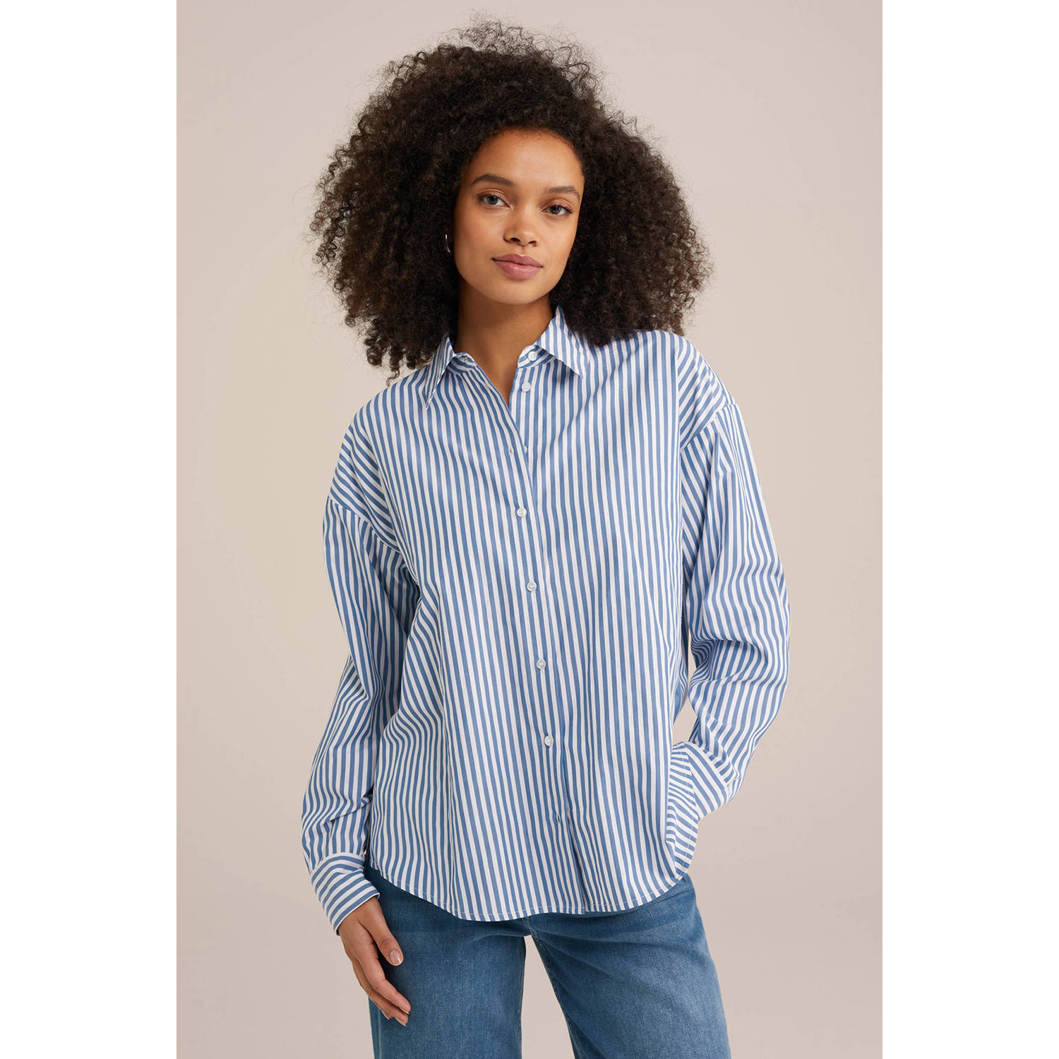 WE Fashion gestreepte blouse blauw