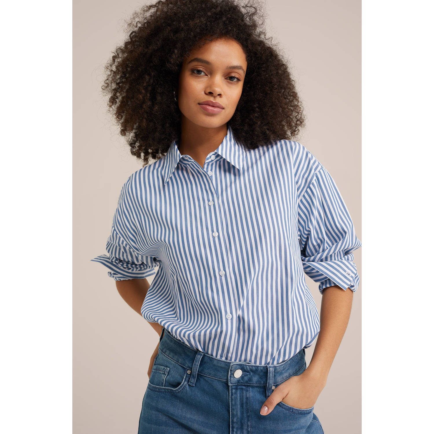 WE Fashion gestreepte blouse blauw