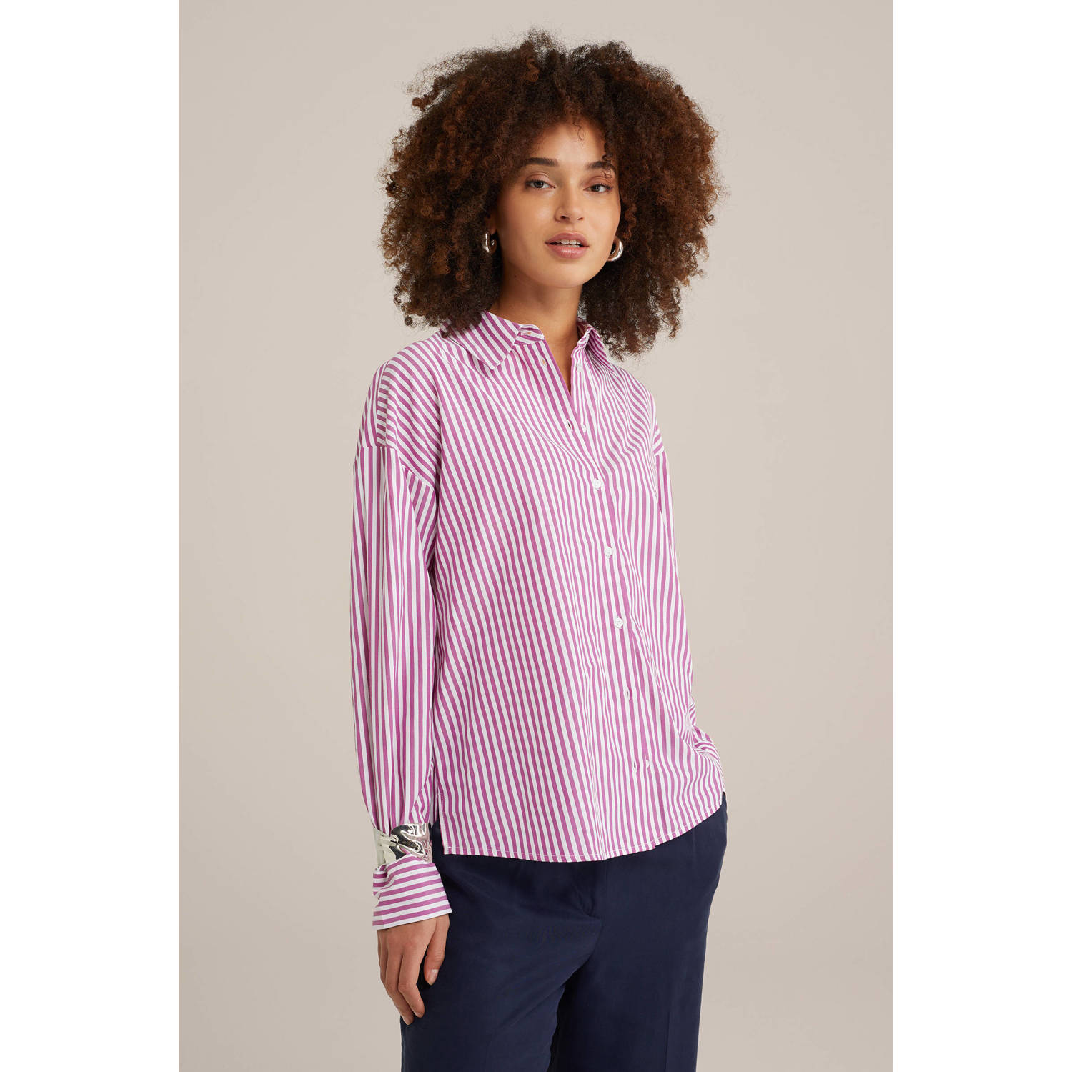 WE Fashion gestreepte blouse roze