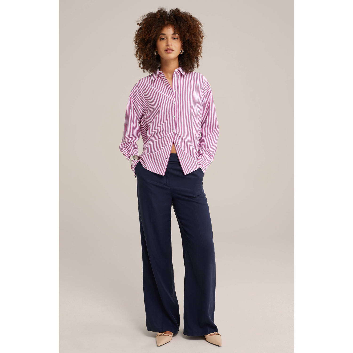 WE Fashion gestreepte blouse roze