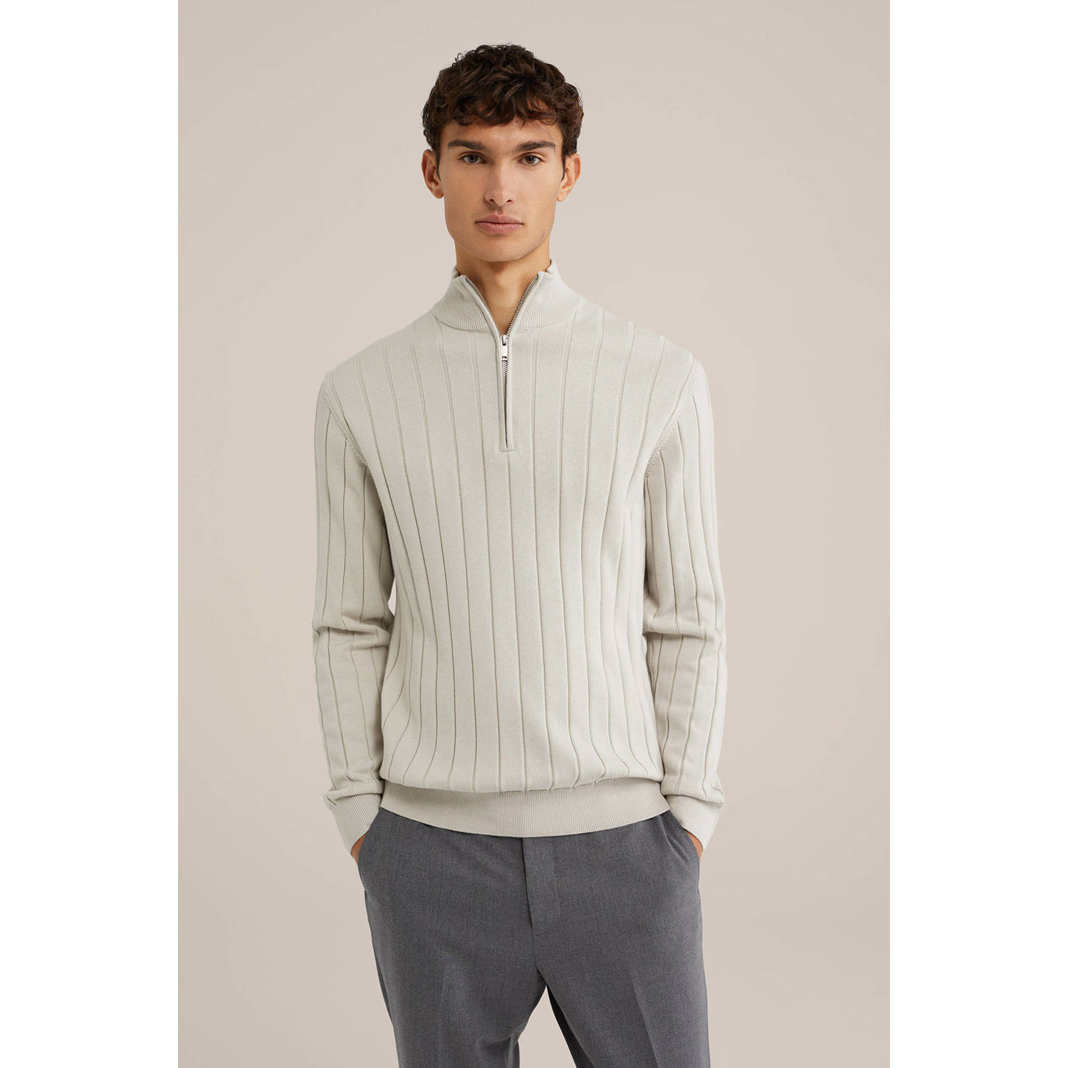 WE Fashion trui fijn gebreid beige