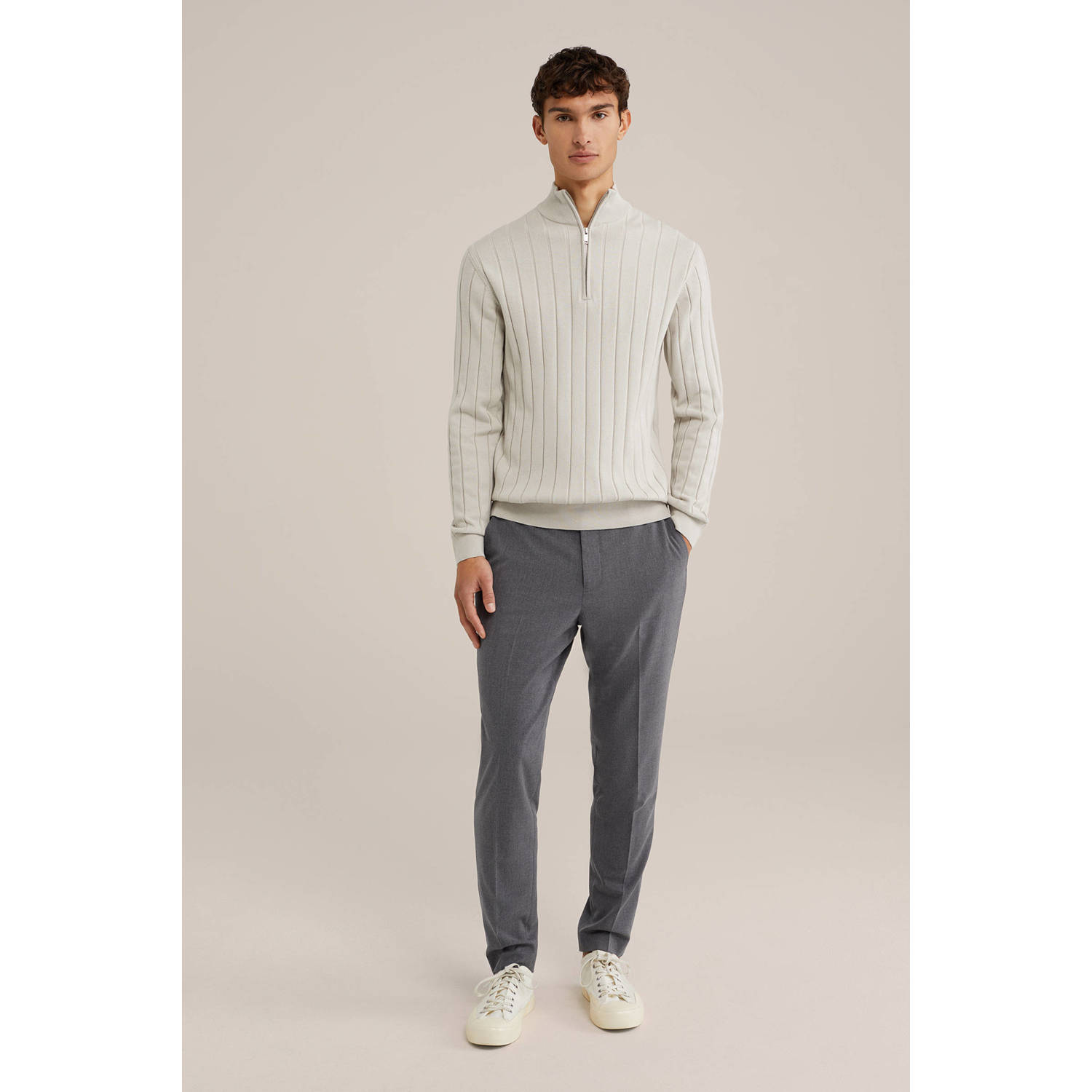 WE Fashion trui fijn gebreid beige