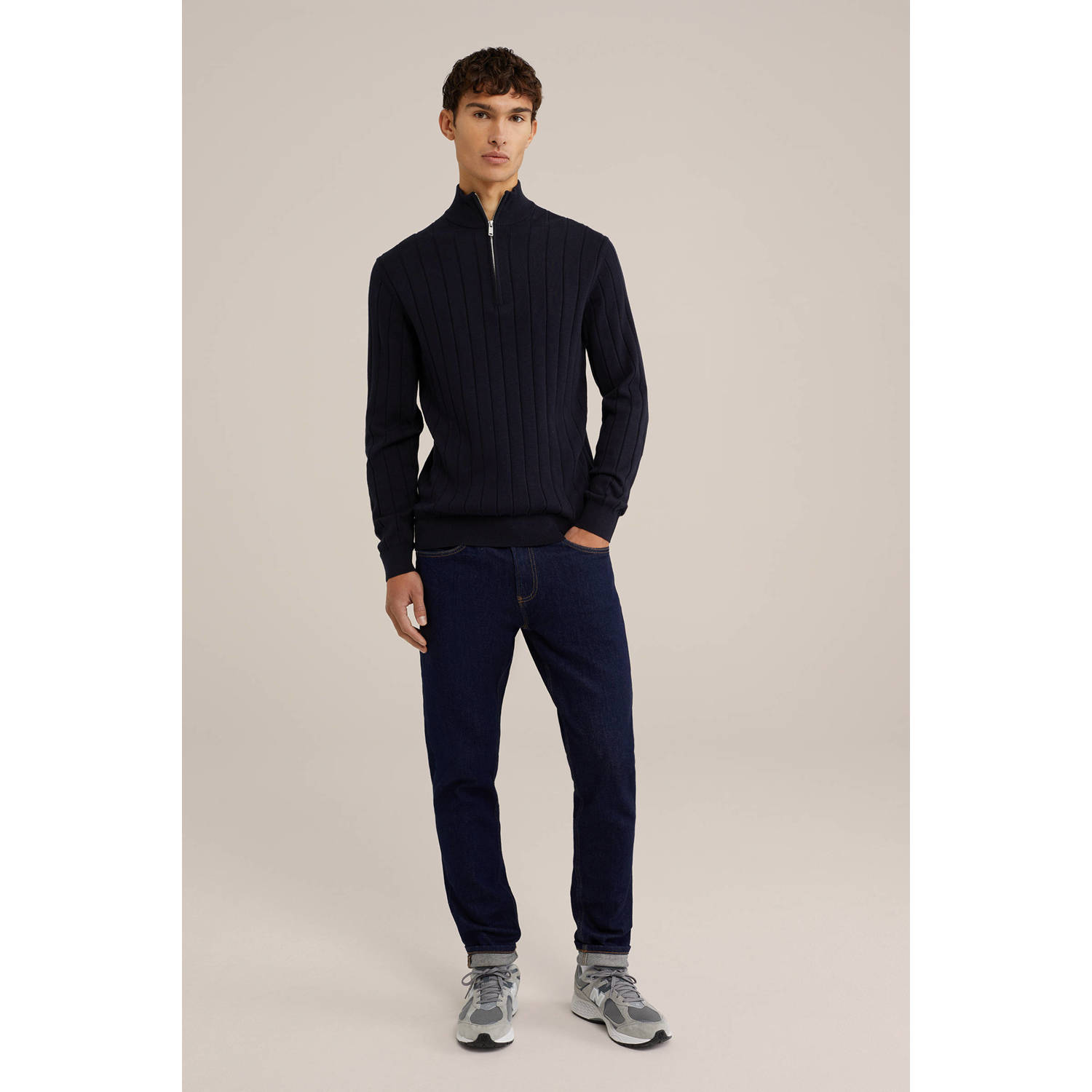 WE Fashion trui fijn gebreid donkerblauw