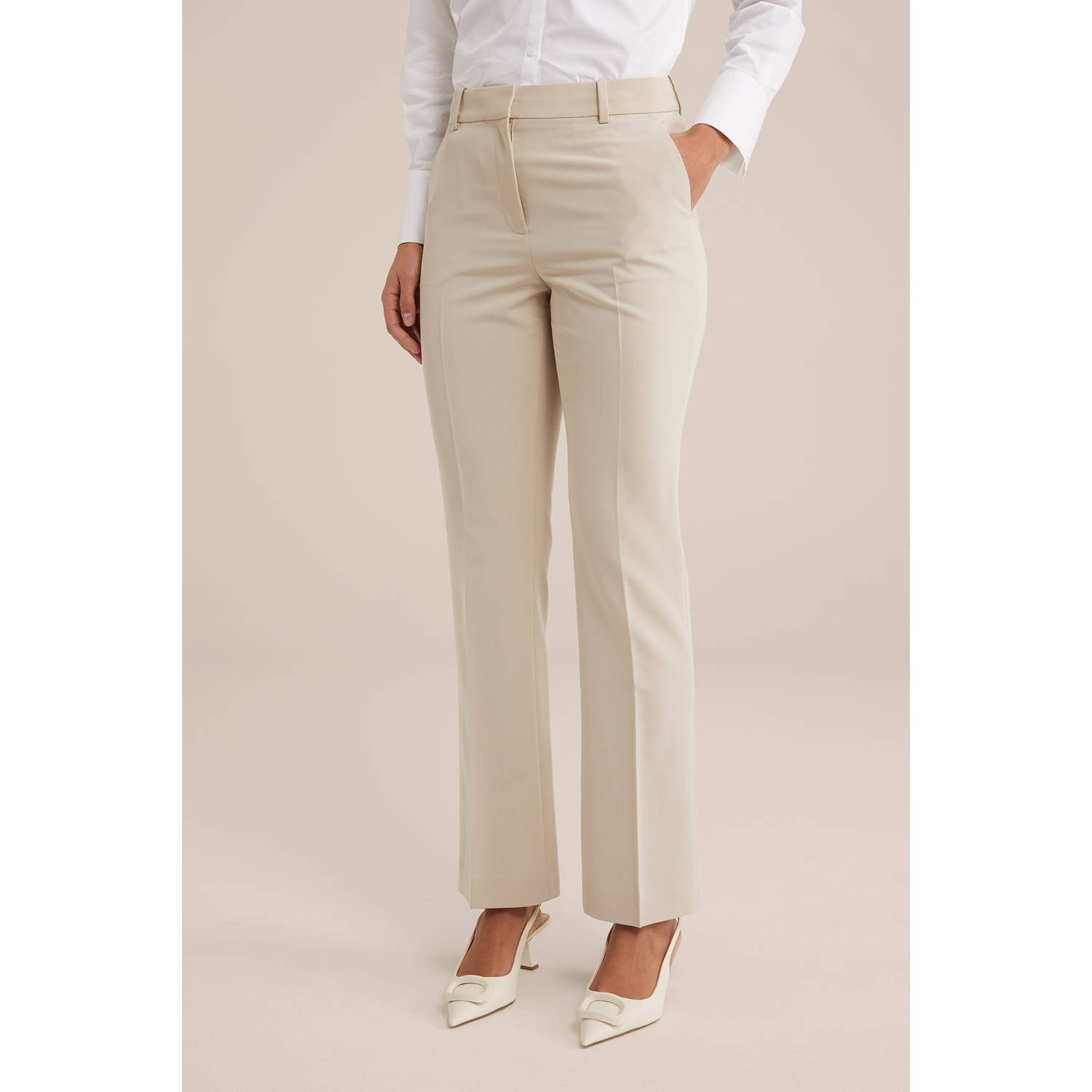 WE Fashion flared regular waist pantalon beige
