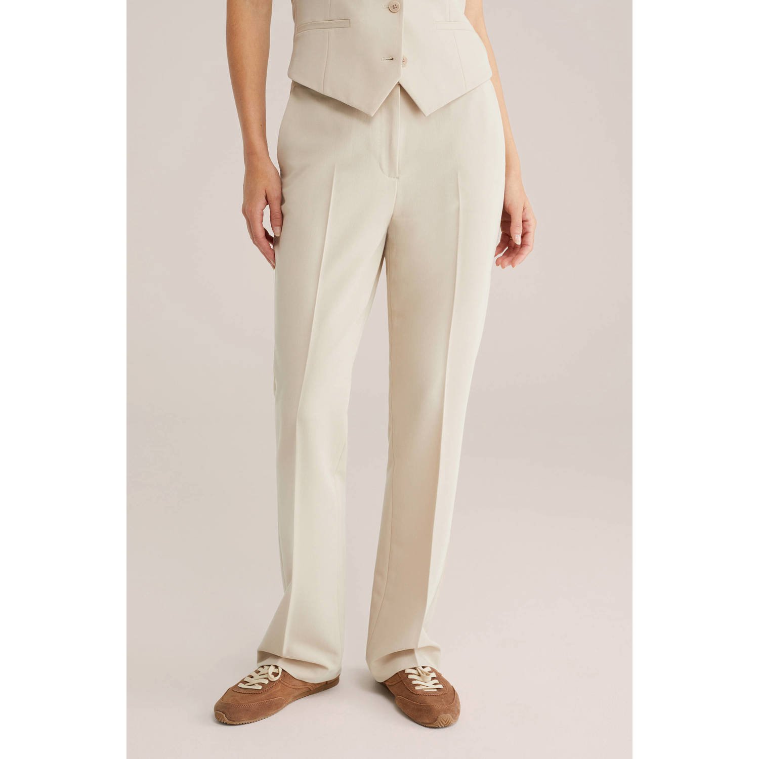 WE Fashion flared regular waist pantalon beige