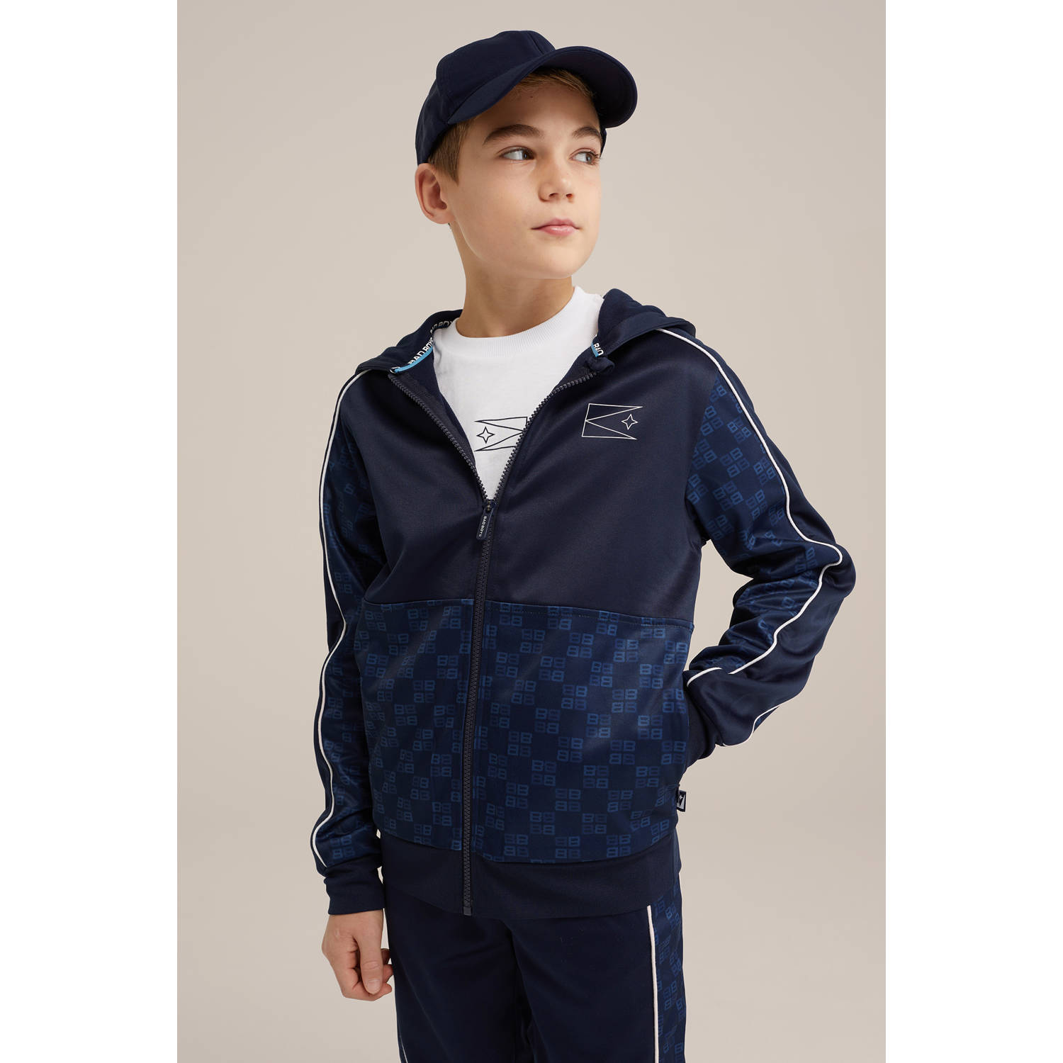 WE Fashion Bad Boys sweatvest donkerblauw