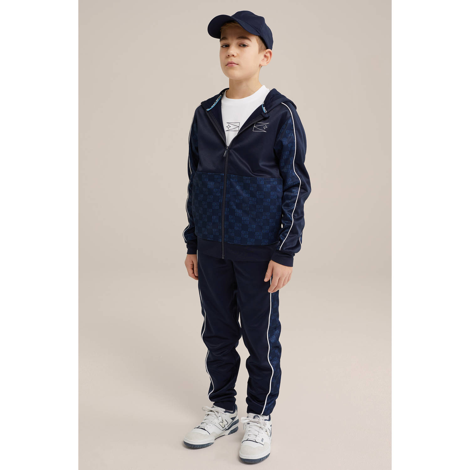 WE Fashion Bad Boys sweatvest donkerblauw