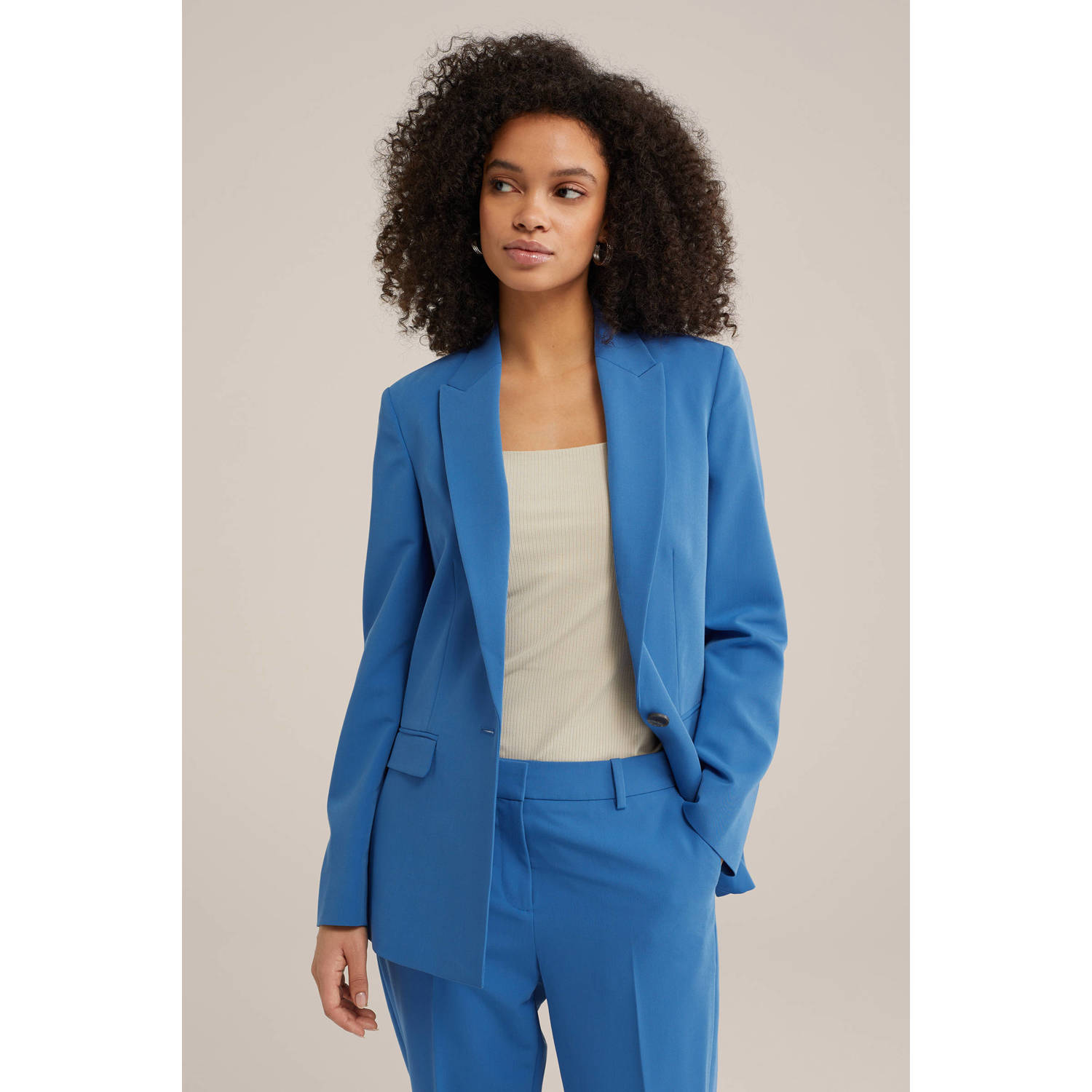 WE Fashion getailleerde blazer lichtblauw