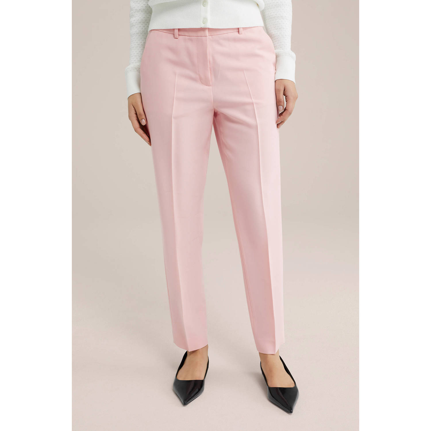 WE Fashion tapered regular waist pantalon lichtroze