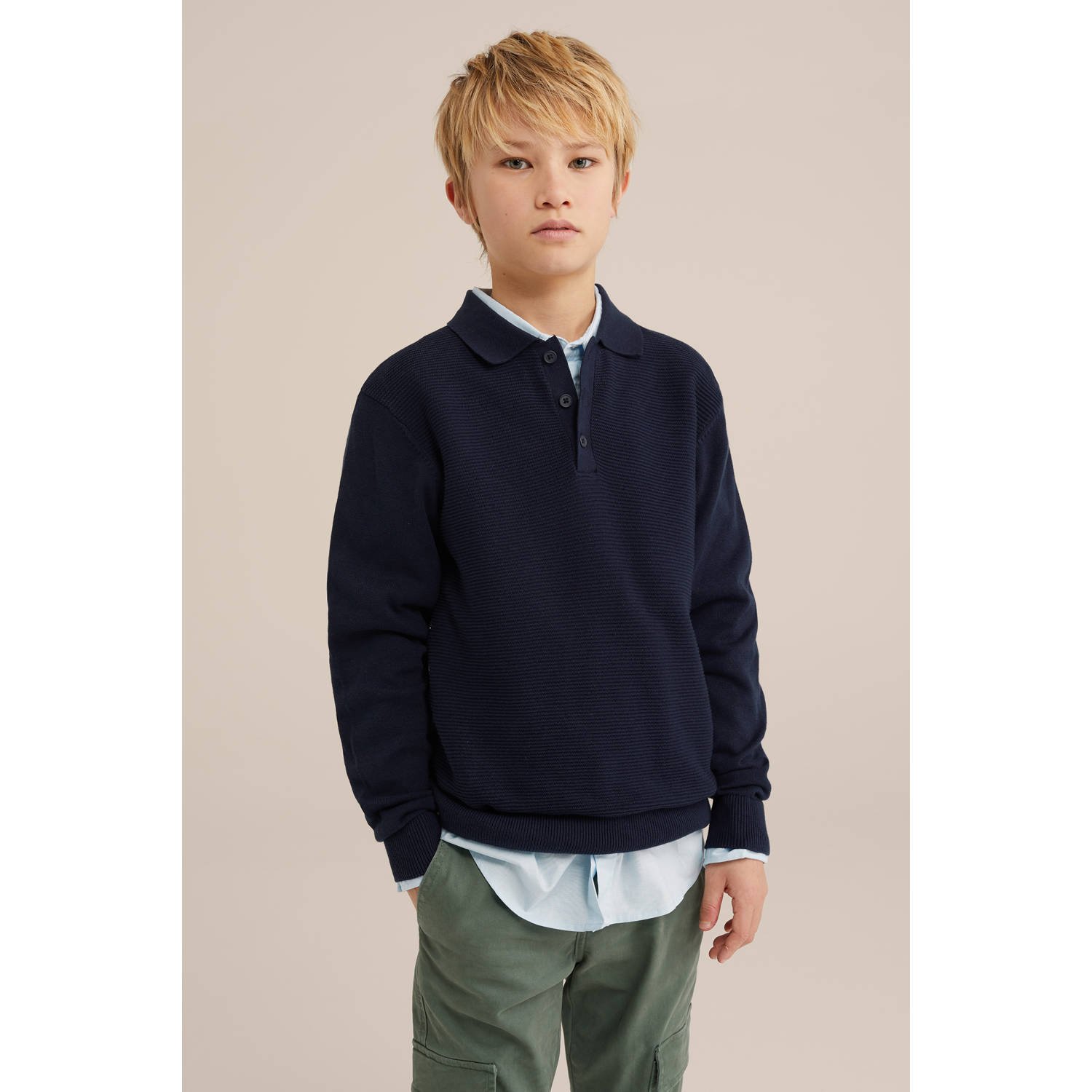 WE Fashion Blue Ridge gebreide trui blauw