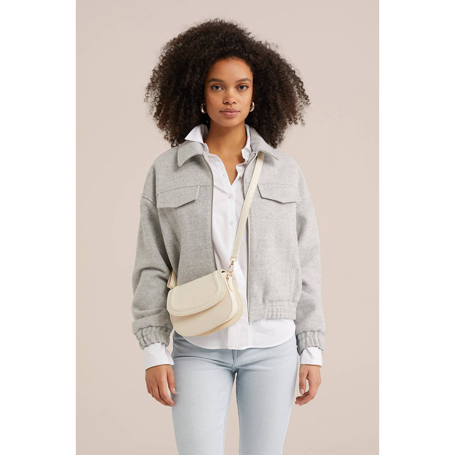 WE Fashion crossbody tas beige