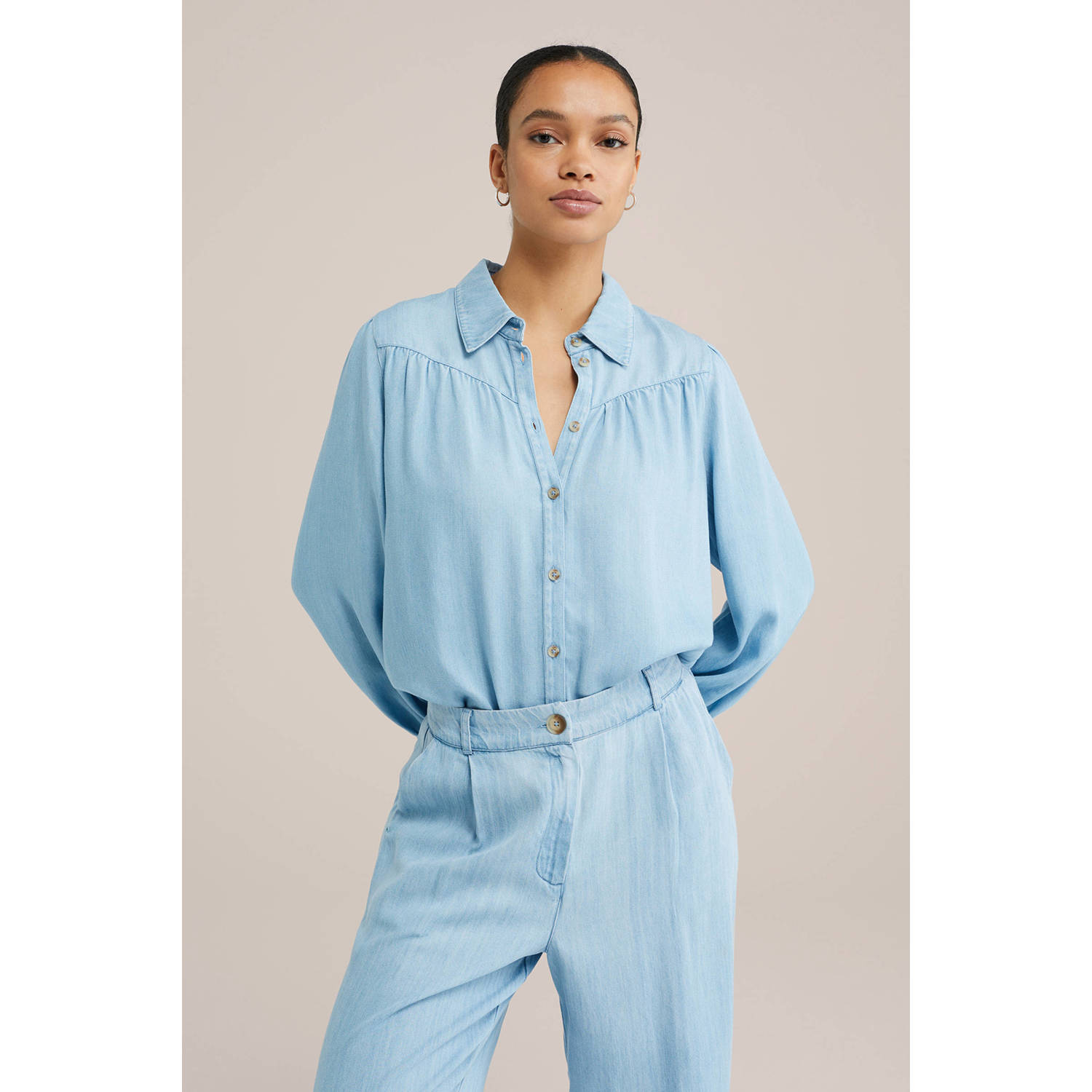 WE Fashion Blue Ridge blouse light blue denim