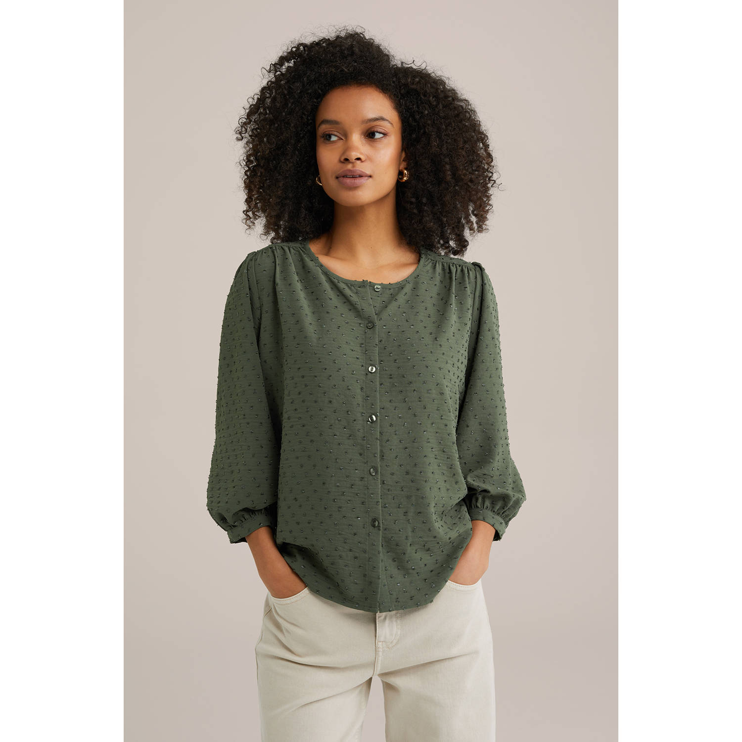 WE Fashion blouse donkergroen