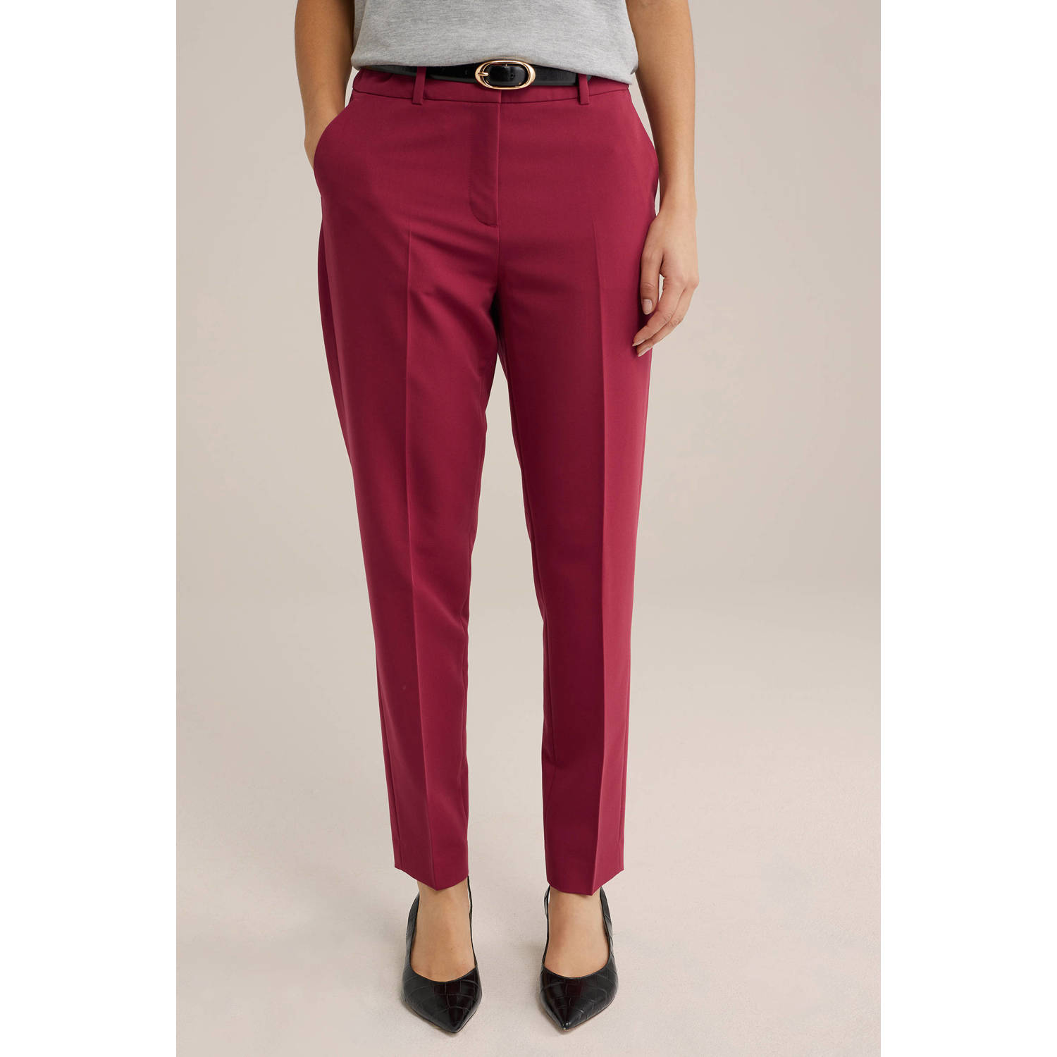 WE Fashion tapered regular waist pantalon rood