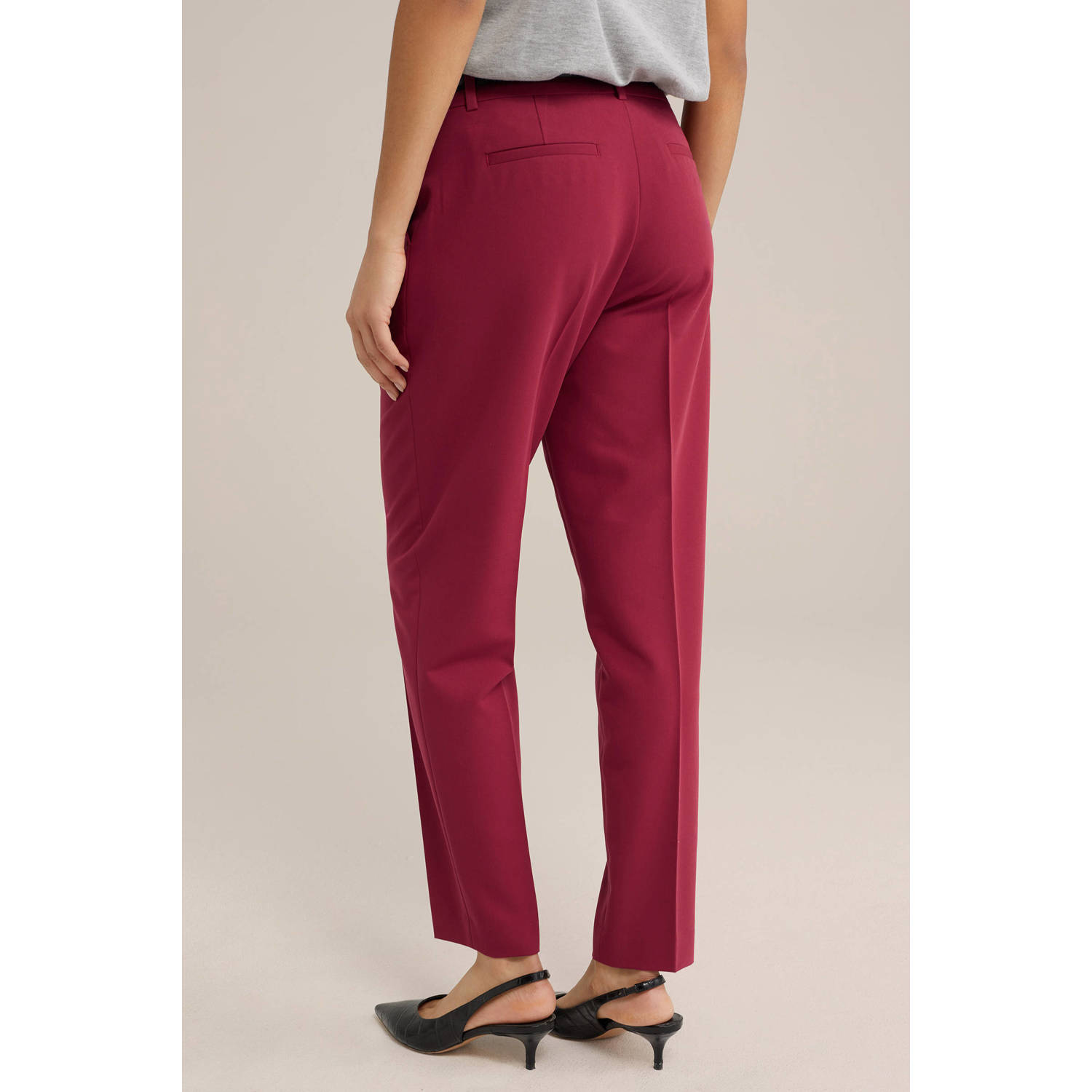 WE Fashion tapered regular waist pantalon rood