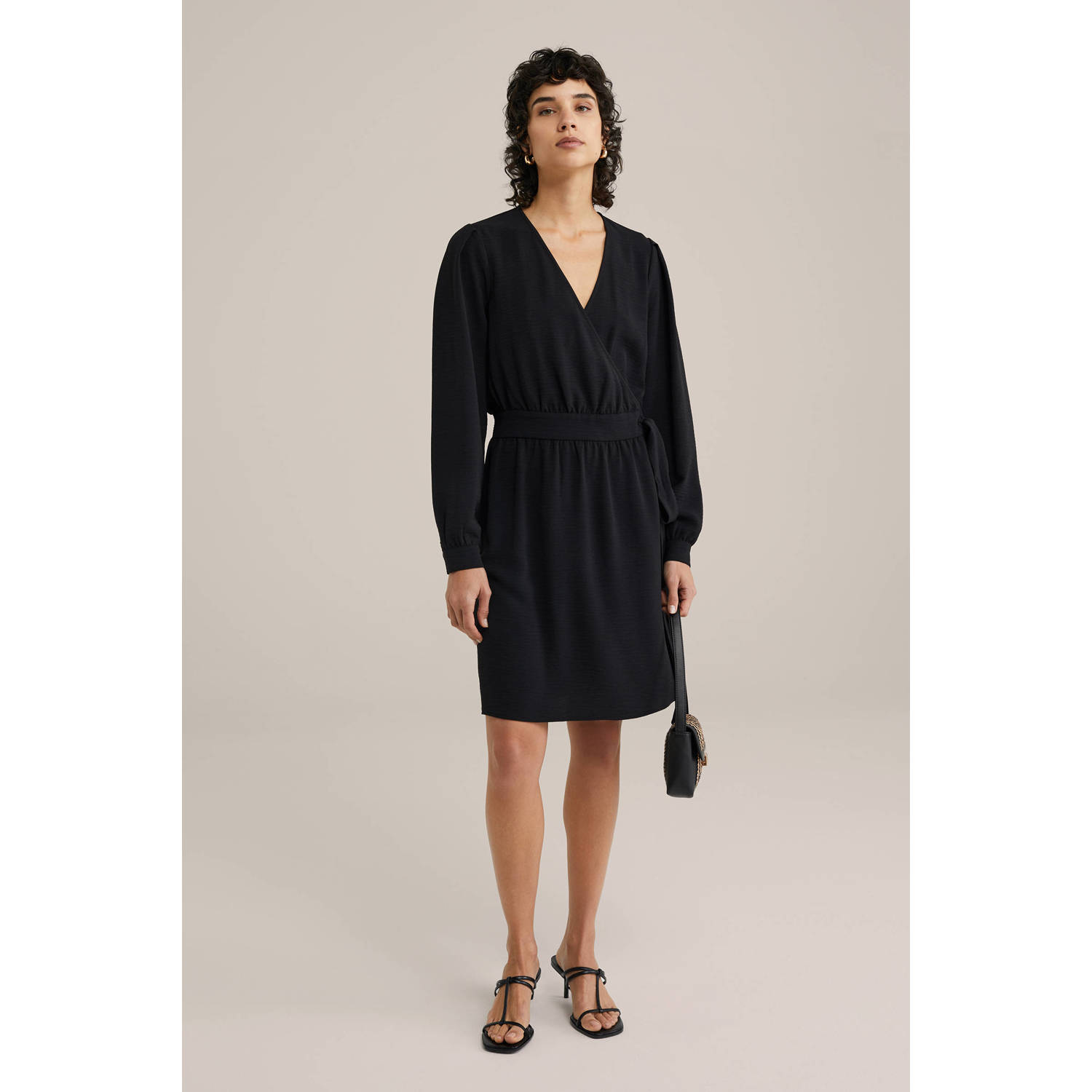 WE Fashion wikkel- overslagjurk zwart