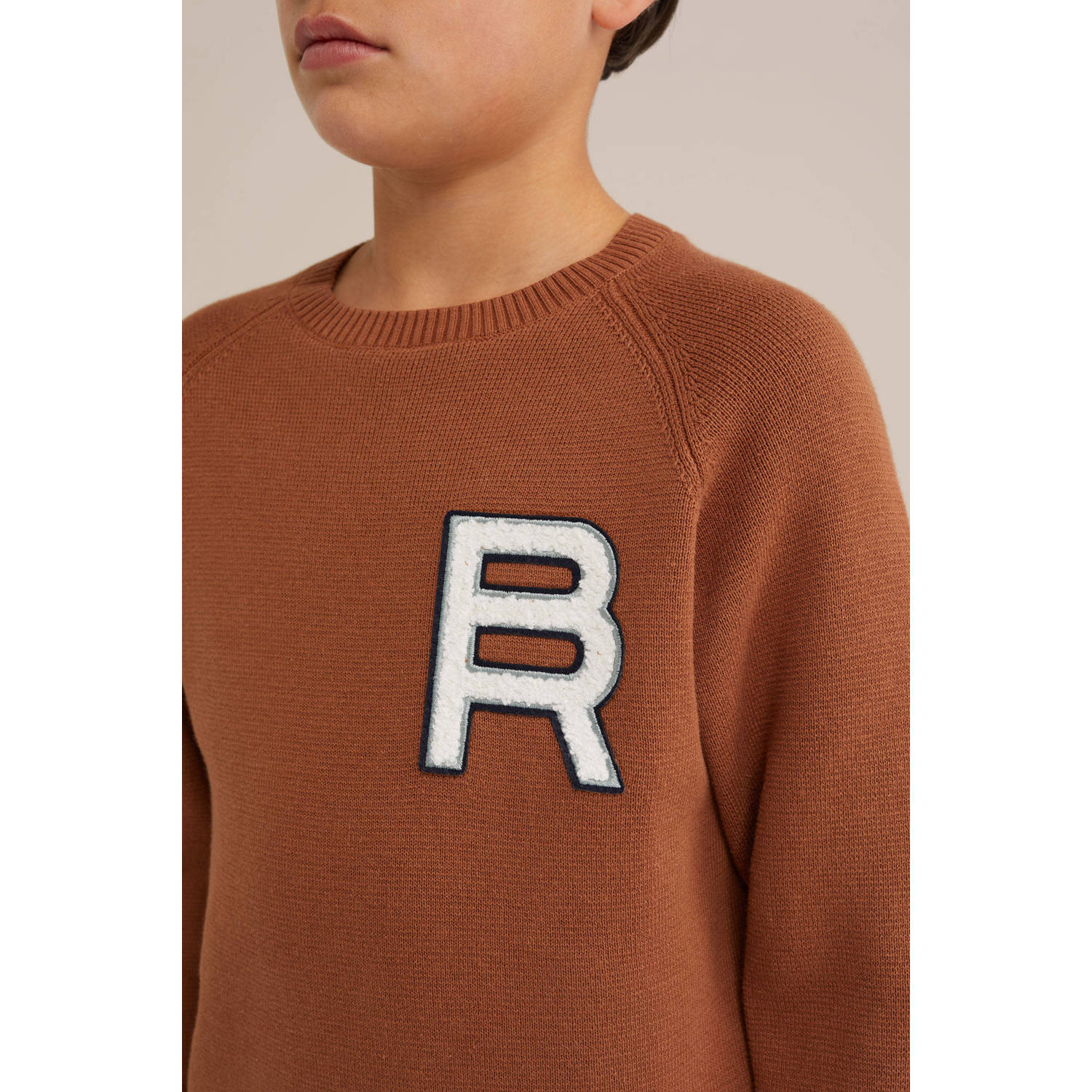 WE Fashion Blue Ridge trui bruin fijn gebreid