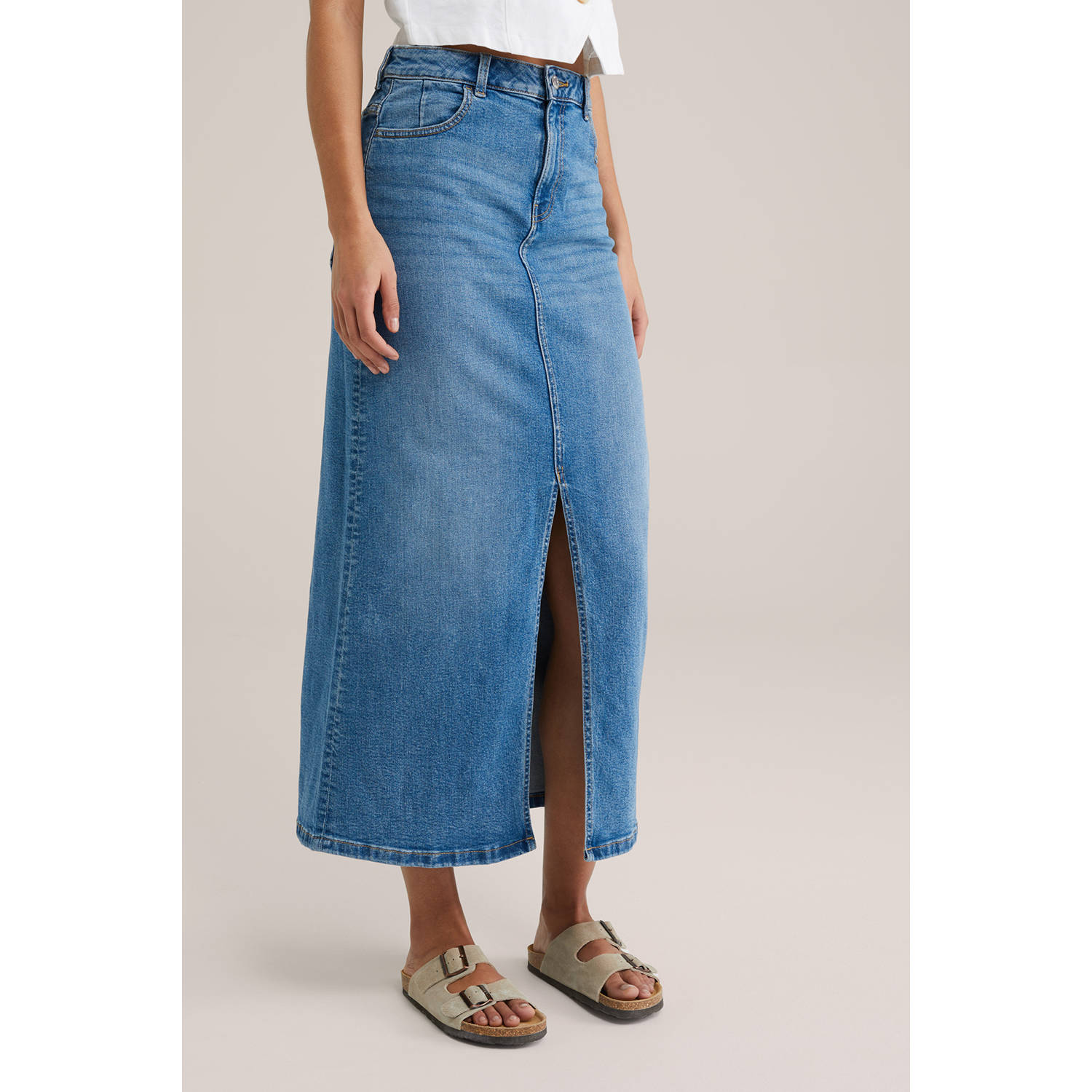 WE Fashion Blue Ridge denim spijkerrok medium blue denim