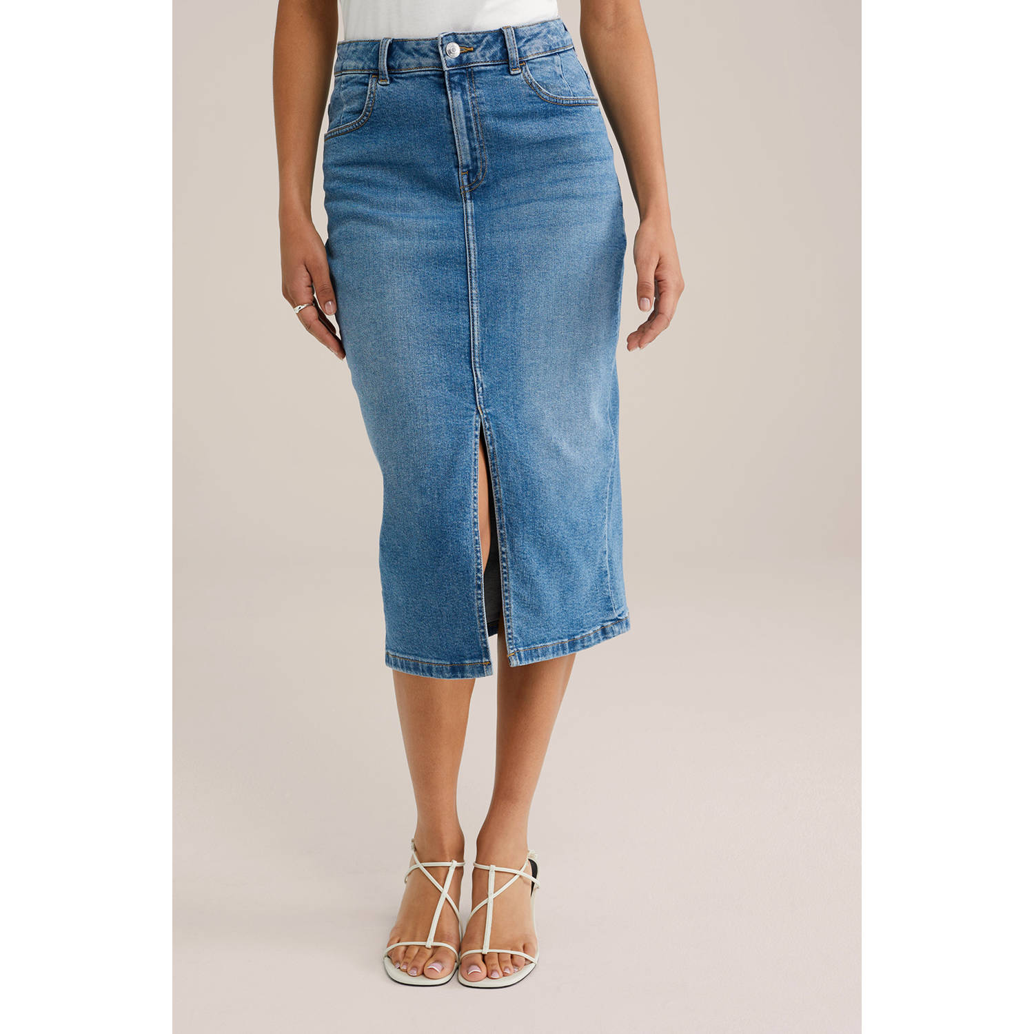 WE Fashion Blue Ridge denim spijkerrok medium blue denim