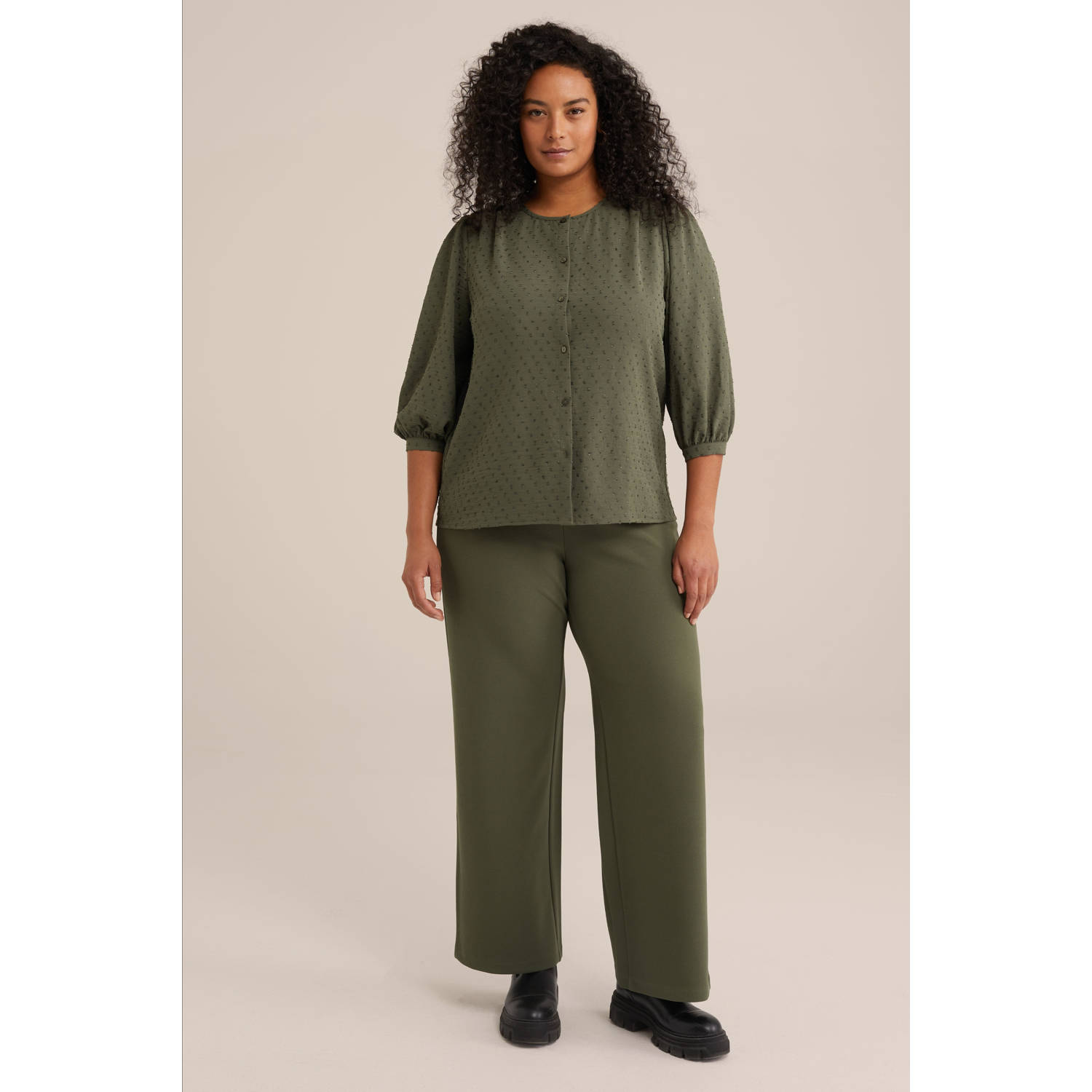 WE Fashion Curve blouse kaki