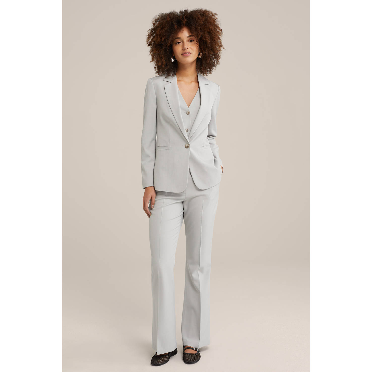 WE Fashion regular blazer lichtgrijs