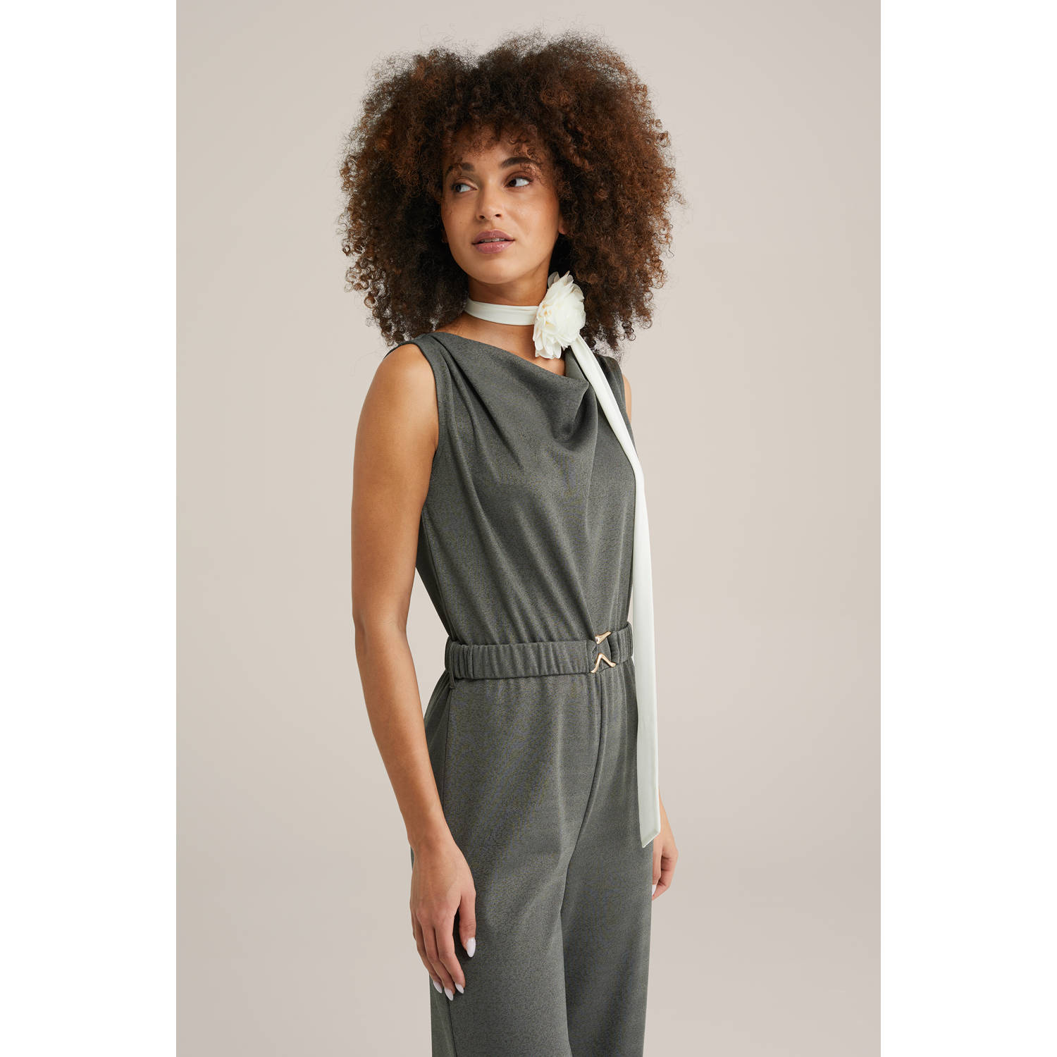 WE Fashion sjaaltje met bloem wit