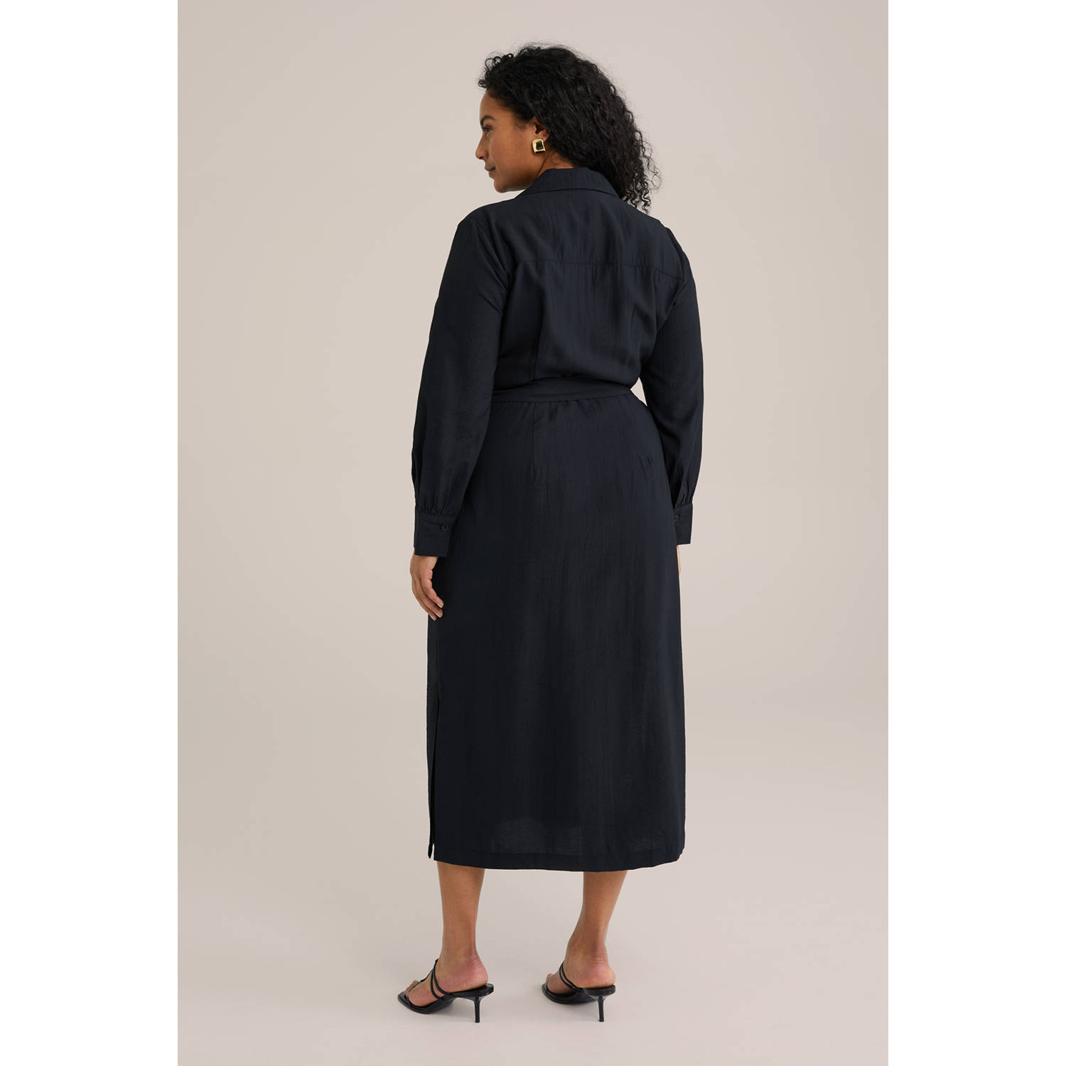 WE Fashion Curve midi jurk zwart