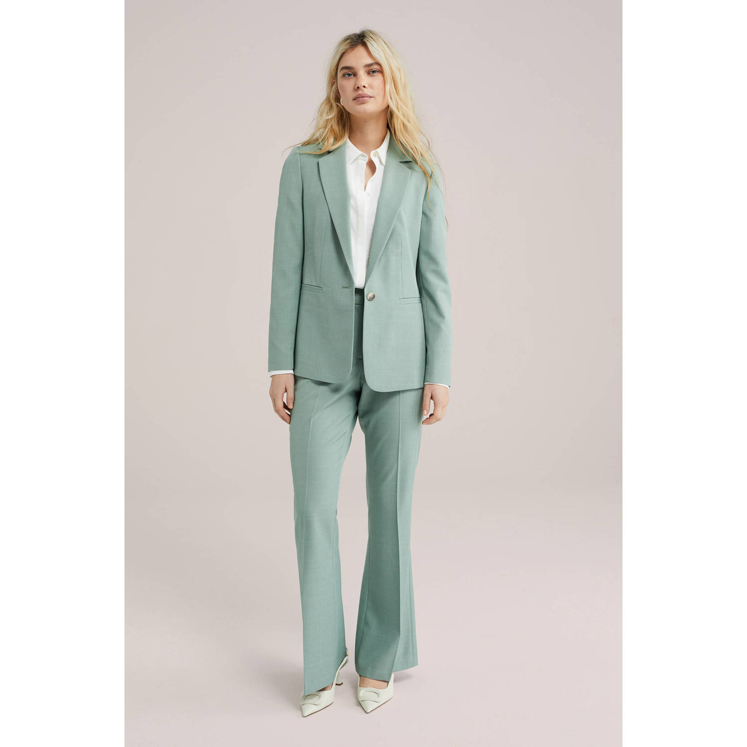 WE Fashion regular blazer mintgroen