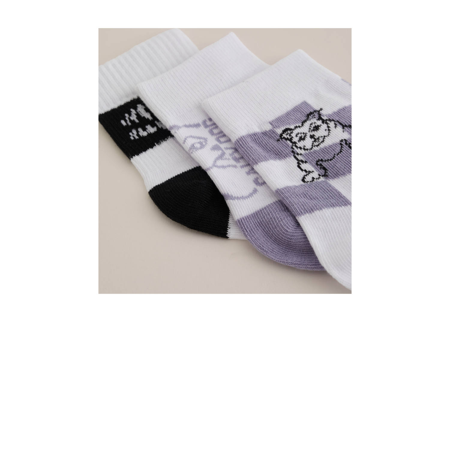 Salty Dog sokken set van 3 lila wit zwart