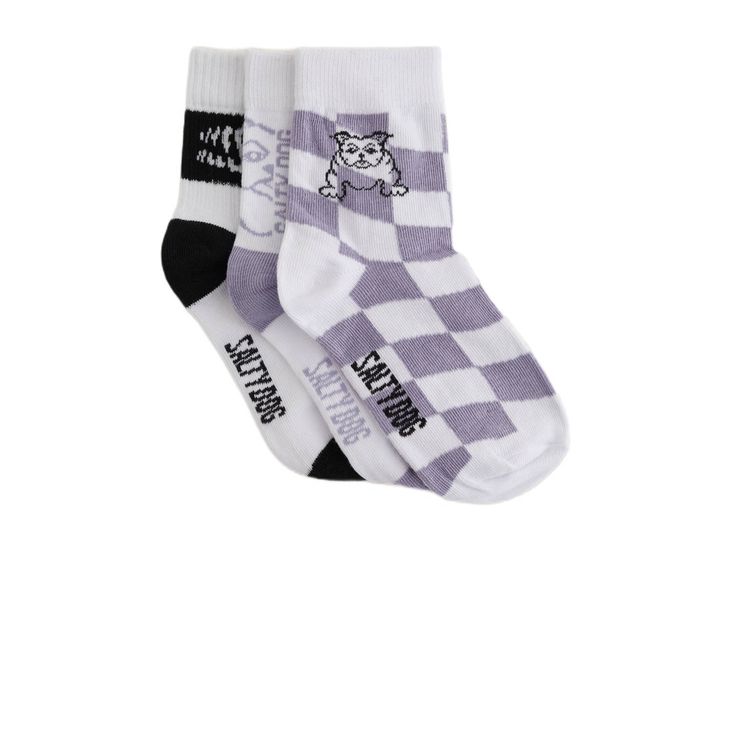 Salty Dog sokken set van 3 lila wit zwart