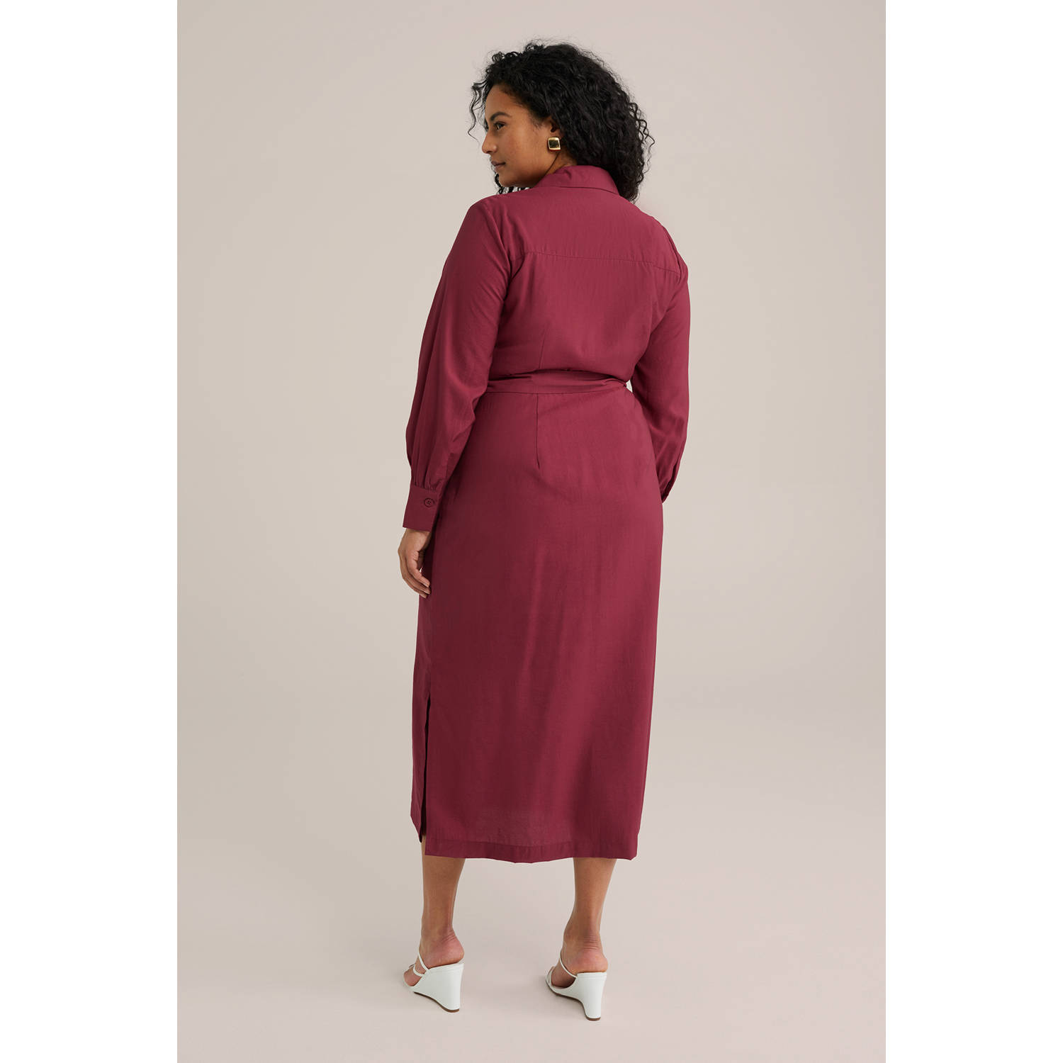 WE Fashion Curve midi jurk rood