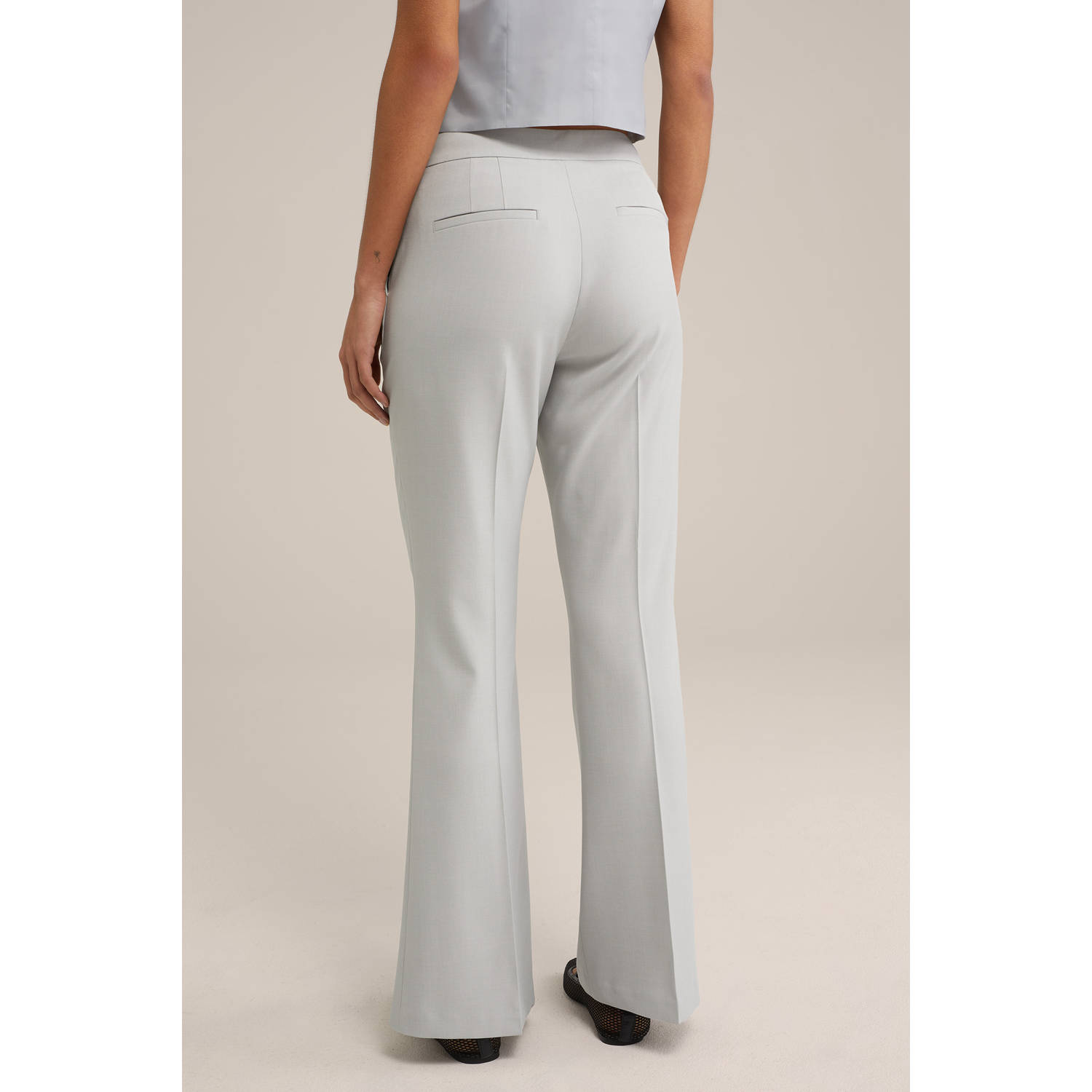 WE Fashion wide leg regular waist broek lichtgrijs