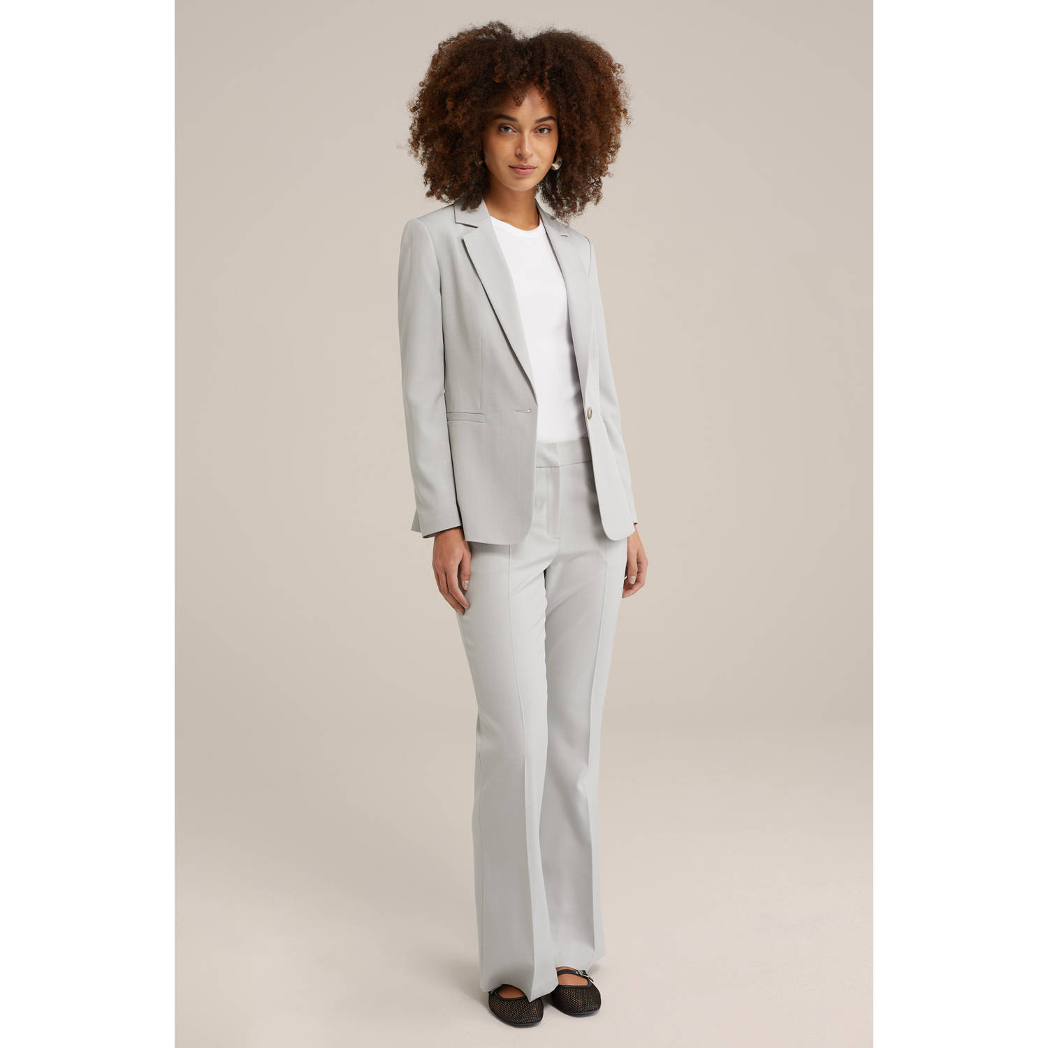 WE Fashion wide leg regular waist broek lichtgrijs