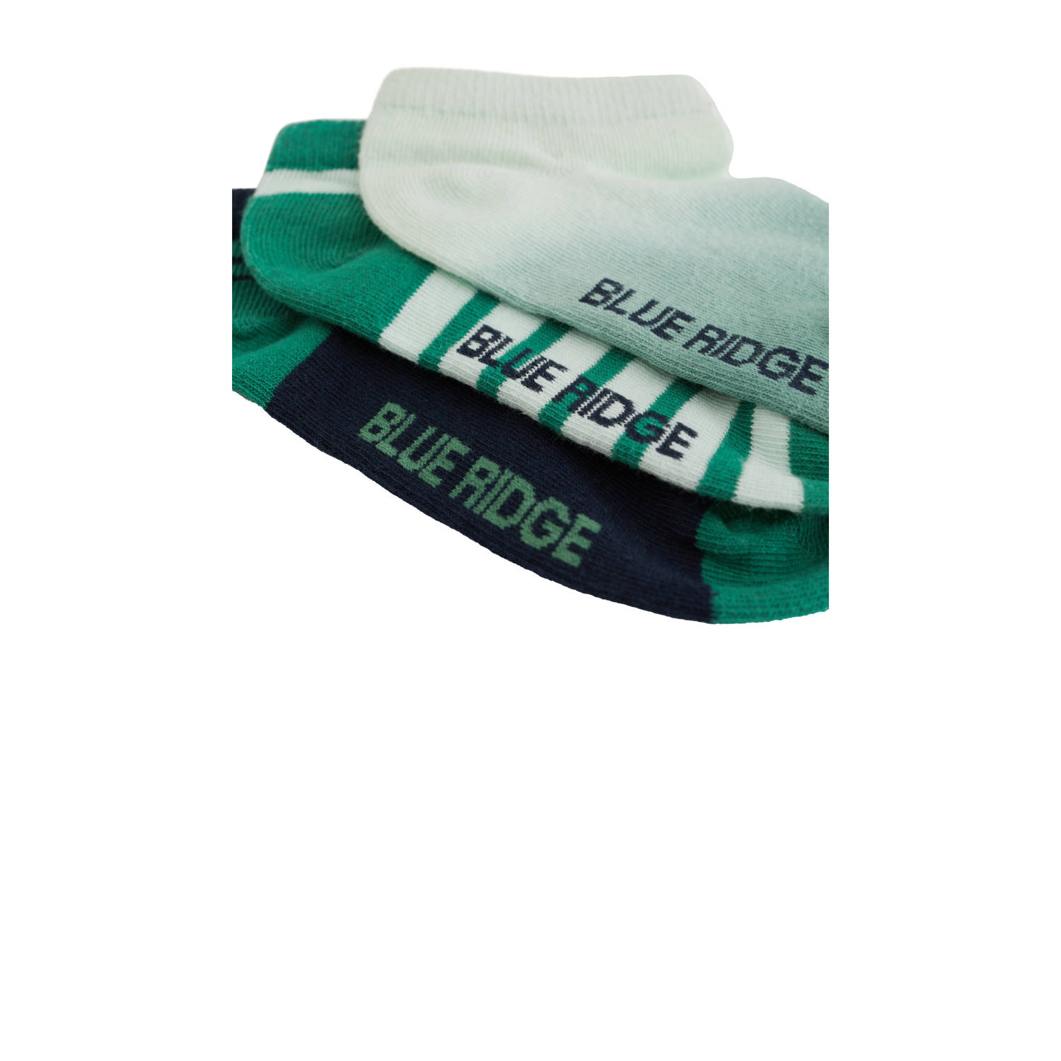 WE Fashion enkelsokken (set van 3) groen zwart ecru
