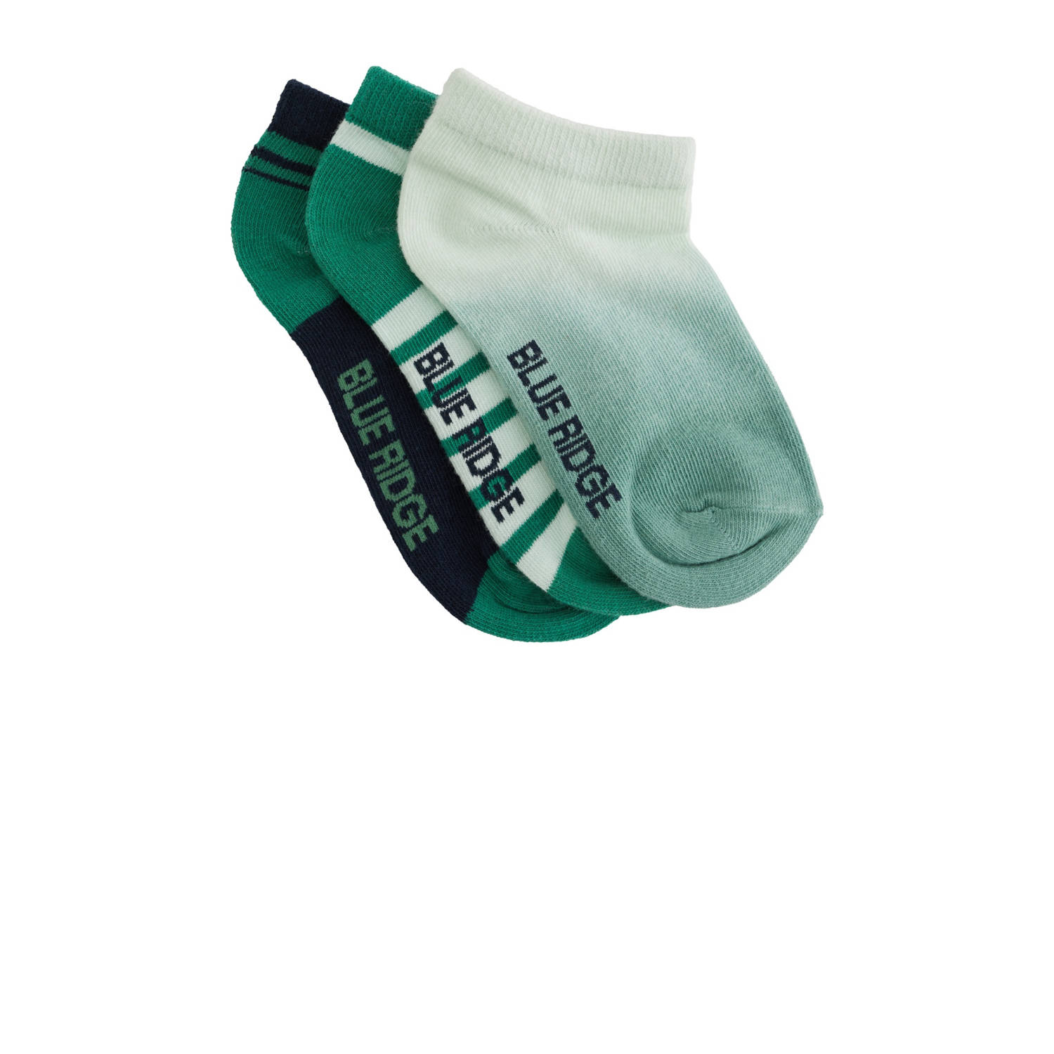 WE Fashion enkelsokken (set van 3) groen zwart ecru