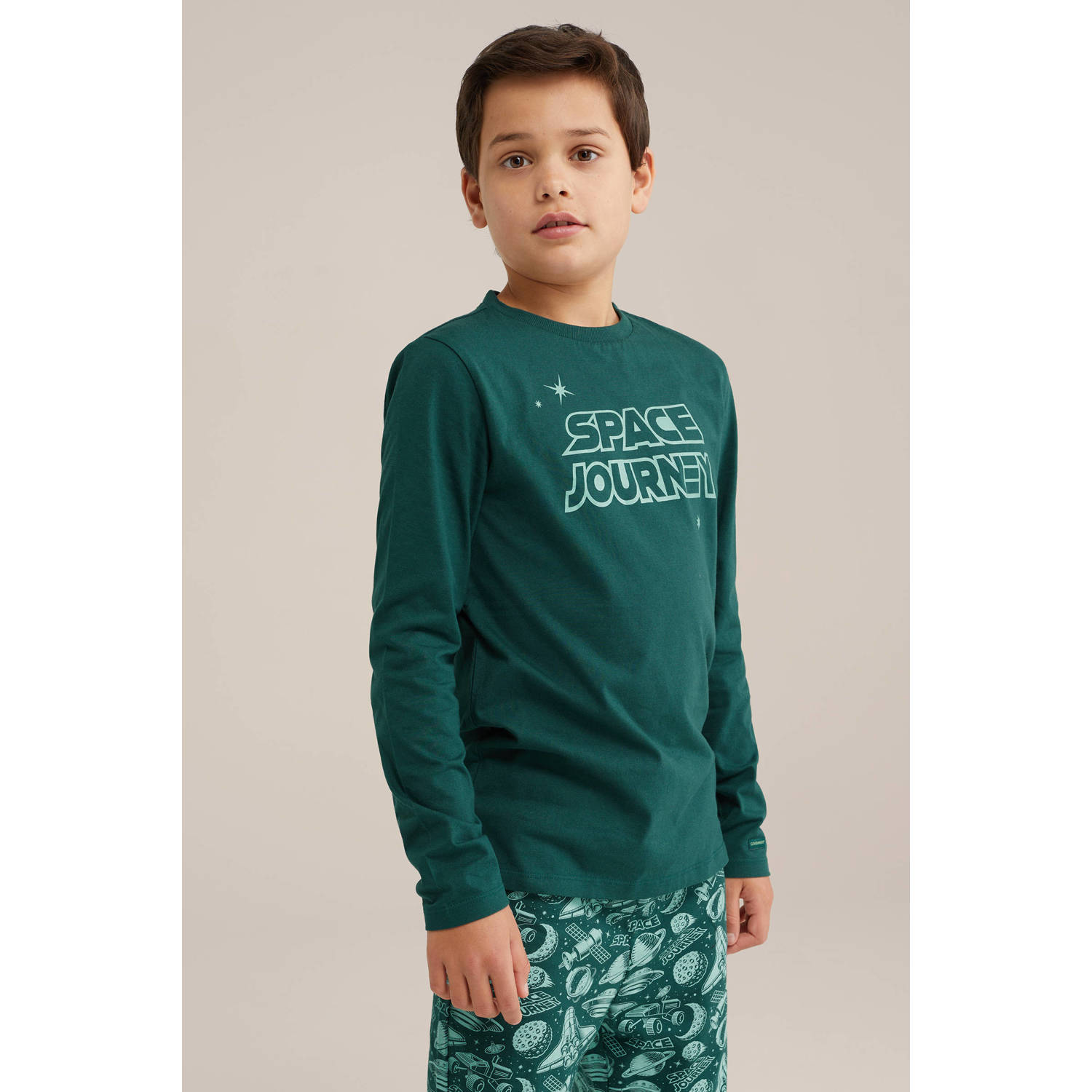 WE Fashion pyjama met all over print groen