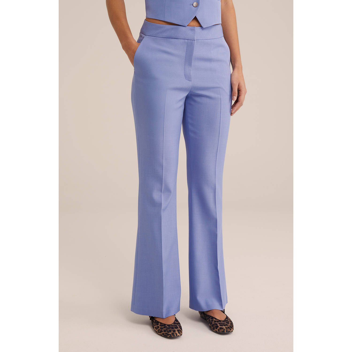 WE Fashion wide leg regular waist broek paars