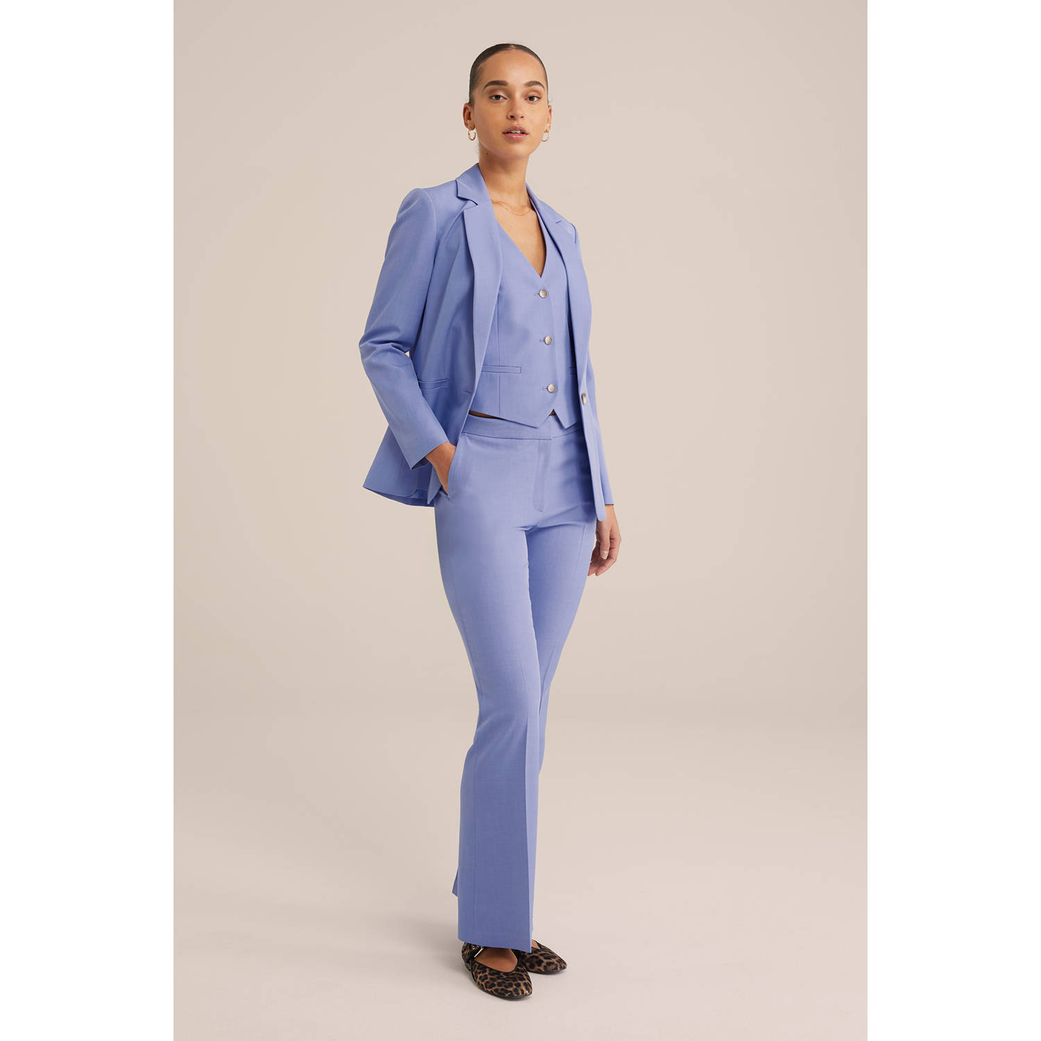 WE Fashion wide leg regular waist broek paars