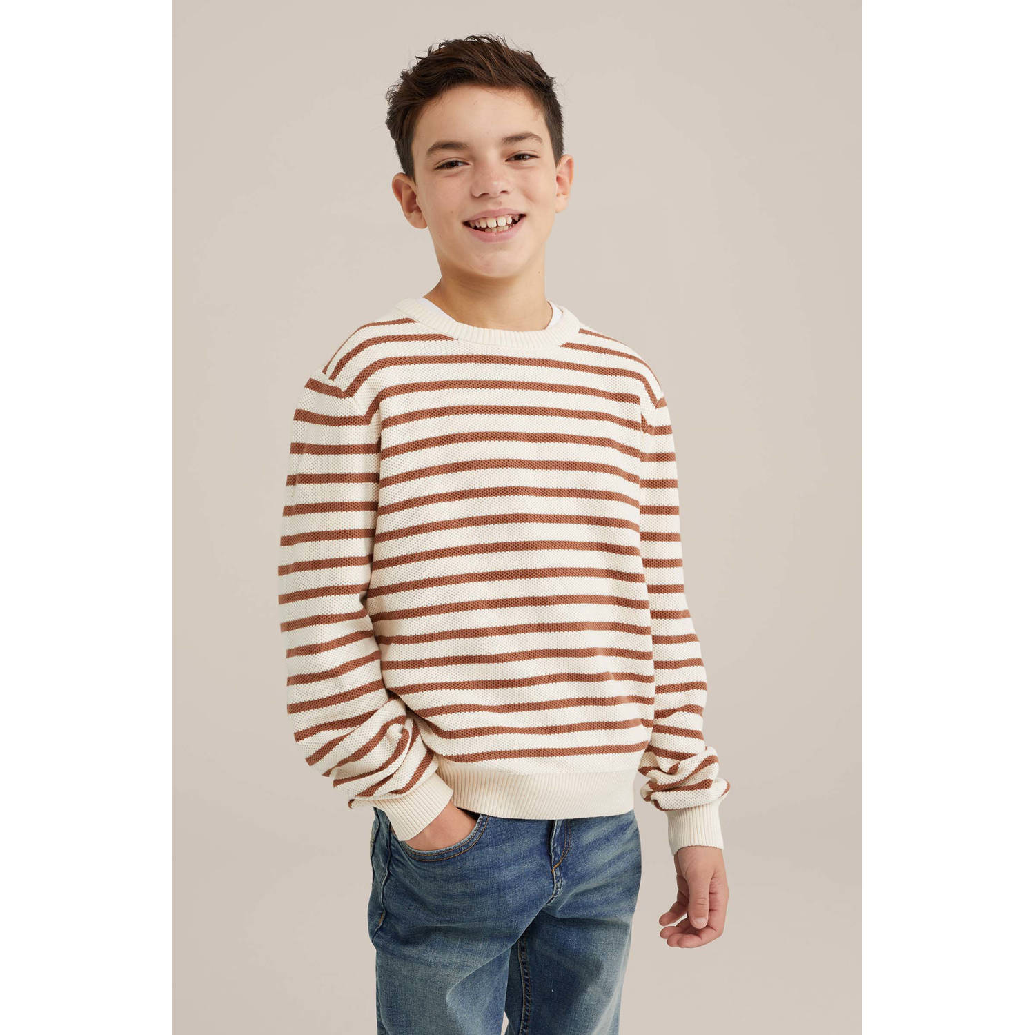 WE Fashion Blue Ridge gebreide trui ecru